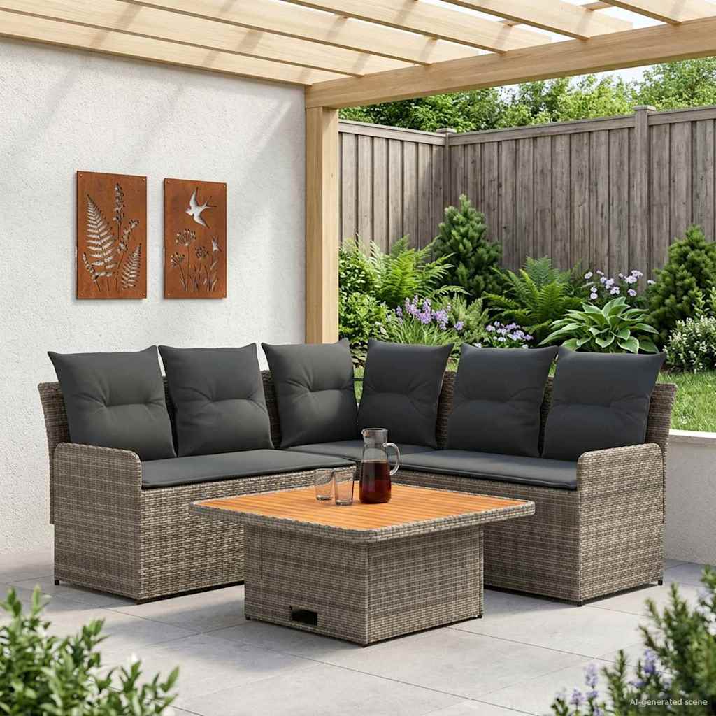 Meubelsets met kussen 4 pcs Grijs en Donkergrijs PE Rattan is nu te koop bij PeponiXL, paradijselijk wonen!