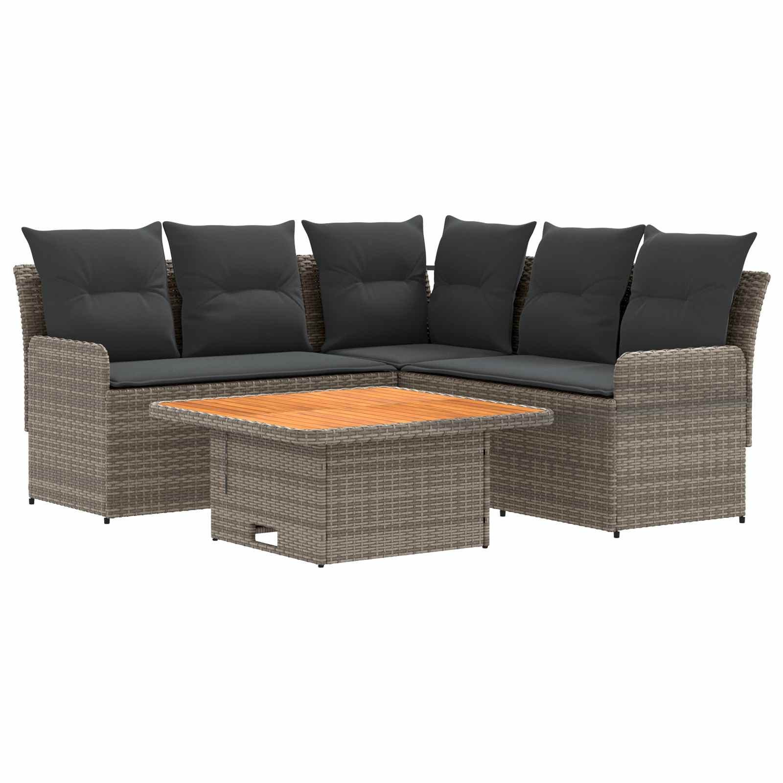 Meubelsets met kussen 4 pcs Grijs en Donkergrijs PE Rattan is nu te koop bij PeponiXL, paradijselijk wonen!