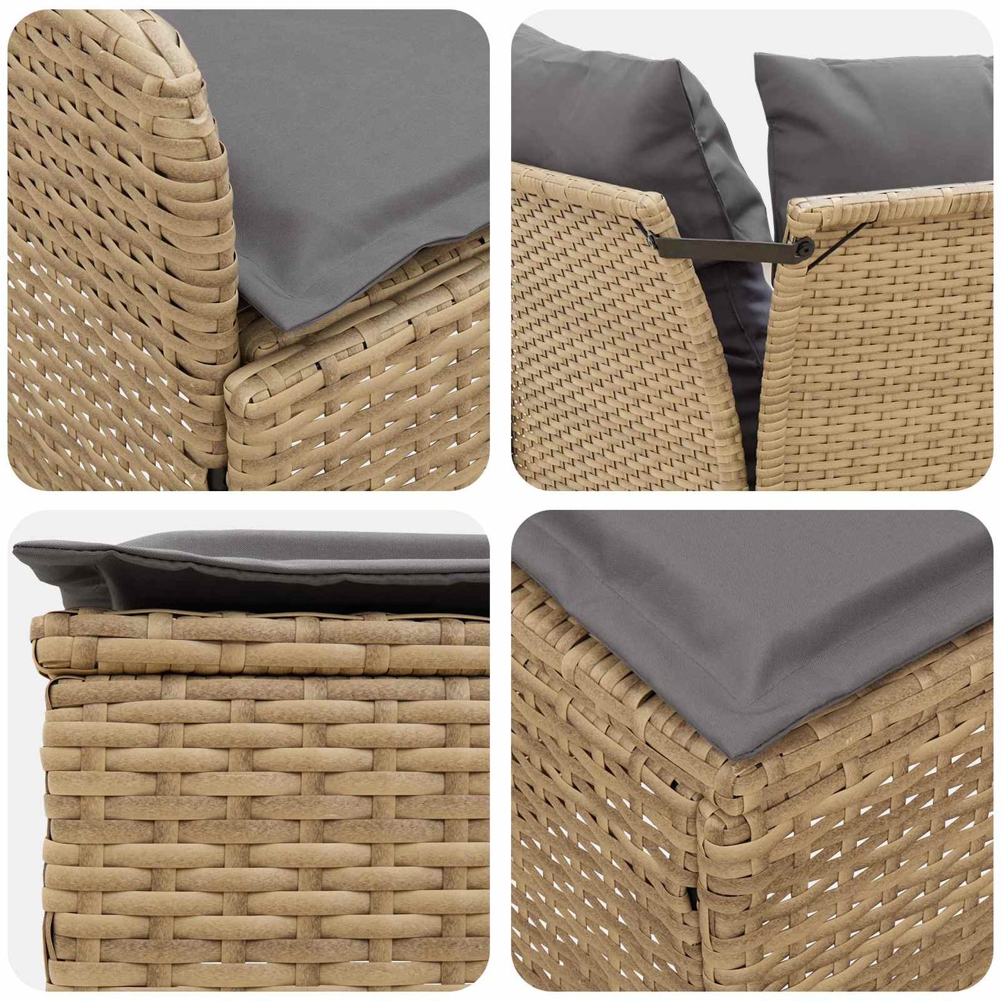 Meubelsets met kussen 4 pcs Beige en Licht Grijs PE Rattan is nu te koop bij PeponiXL, paradijselijk wonen!