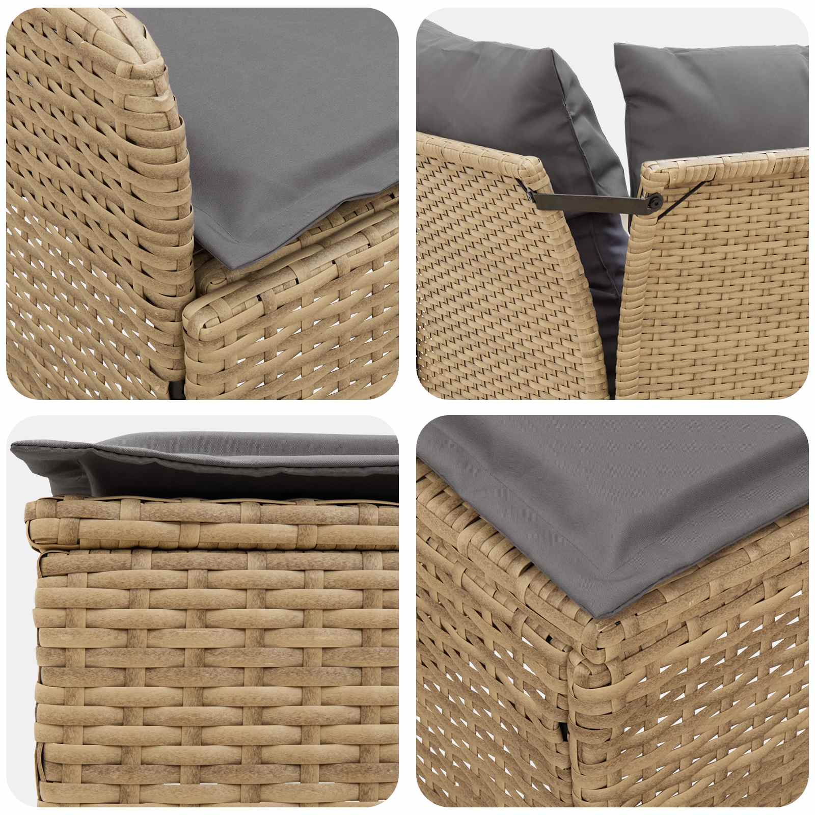 Meubelsets met kussen 4 pcs Beige en Licht Grijs PE Rattan is nu te koop bij PeponiXL, paradijselijk wonen!