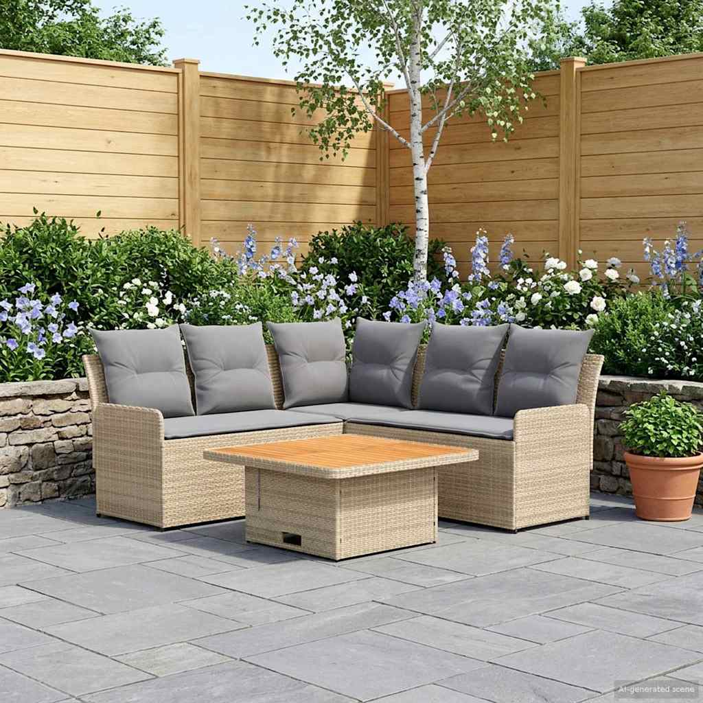 Meubelsets met kussen 4 pcs Beige en Licht Grijs PE Rattan is nu te koop bij PeponiXL, paradijselijk wonen!