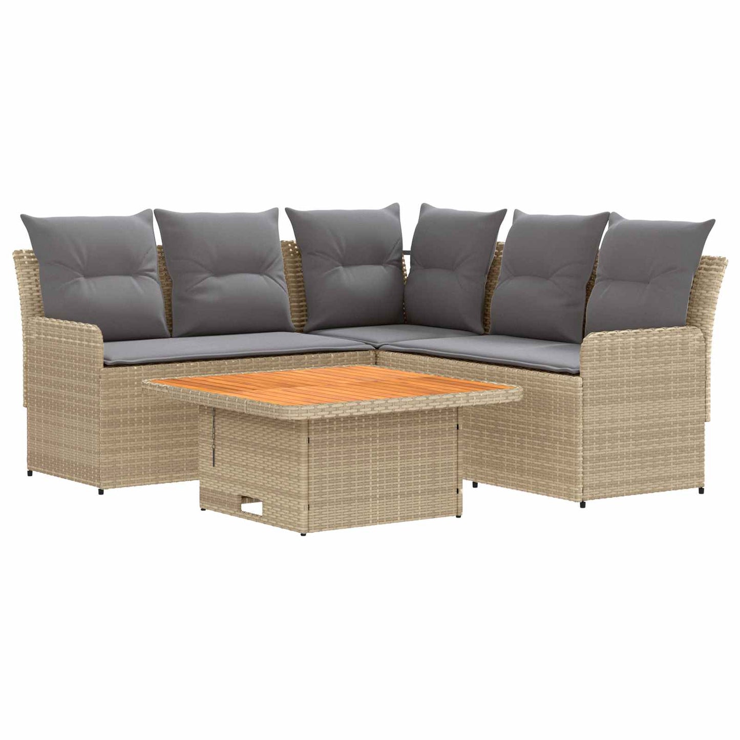 Meubelsets met kussen 4 pcs Beige en Licht Grijs PE Rattan is nu te koop bij PeponiXL, paradijselijk wonen!