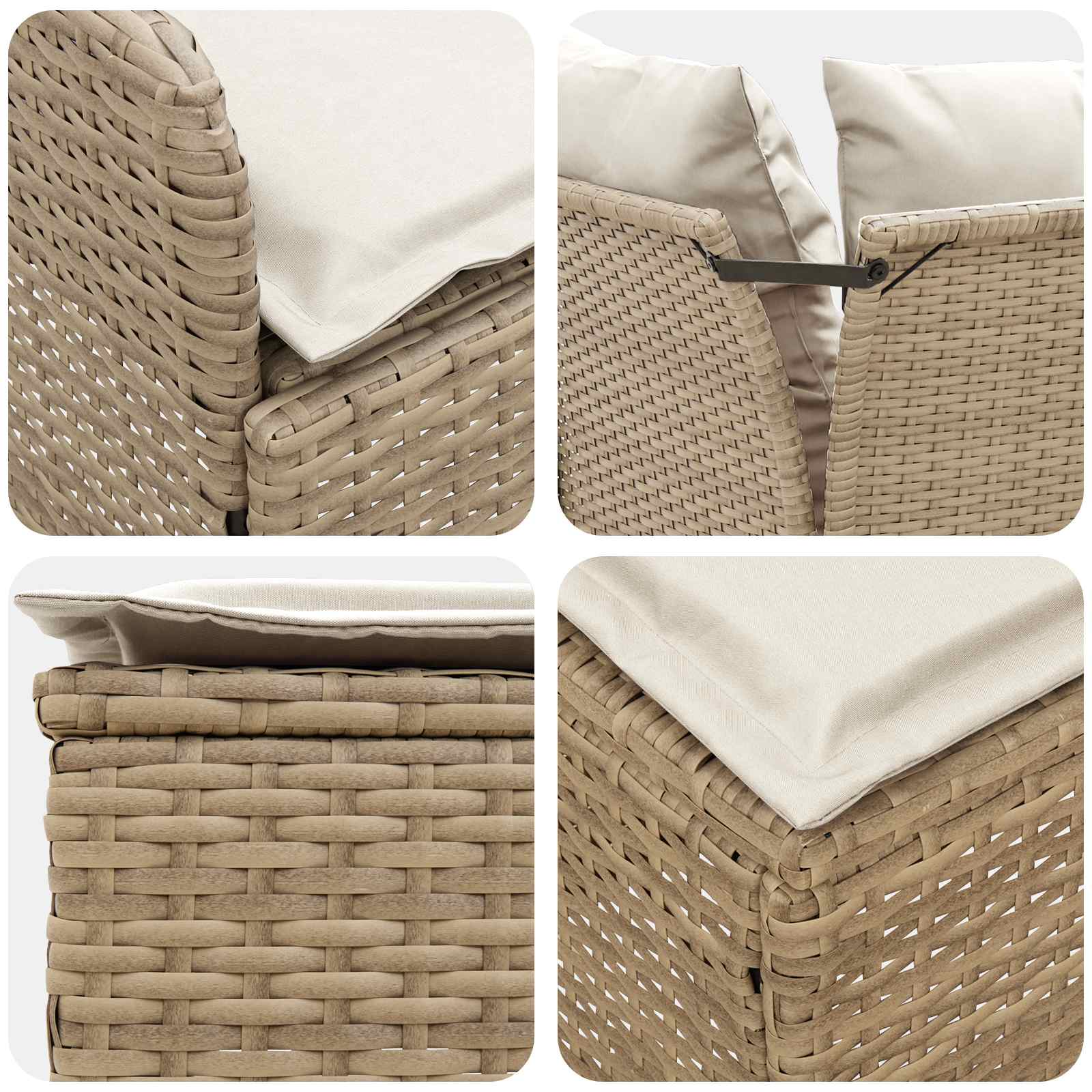 Meubelsets met kussen 4 pcs Beige en Crème PE Rattan is nu te koop bij PeponiXL, paradijselijk wonen!