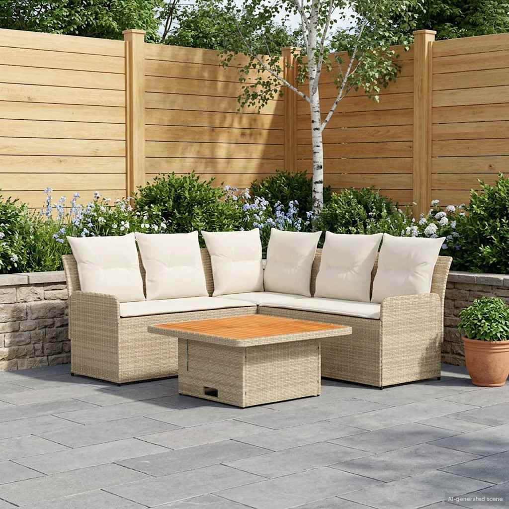 Meubelsets met kussen 4 pcs Beige en Crème PE Rattan is nu te koop bij PeponiXL, paradijselijk wonen!