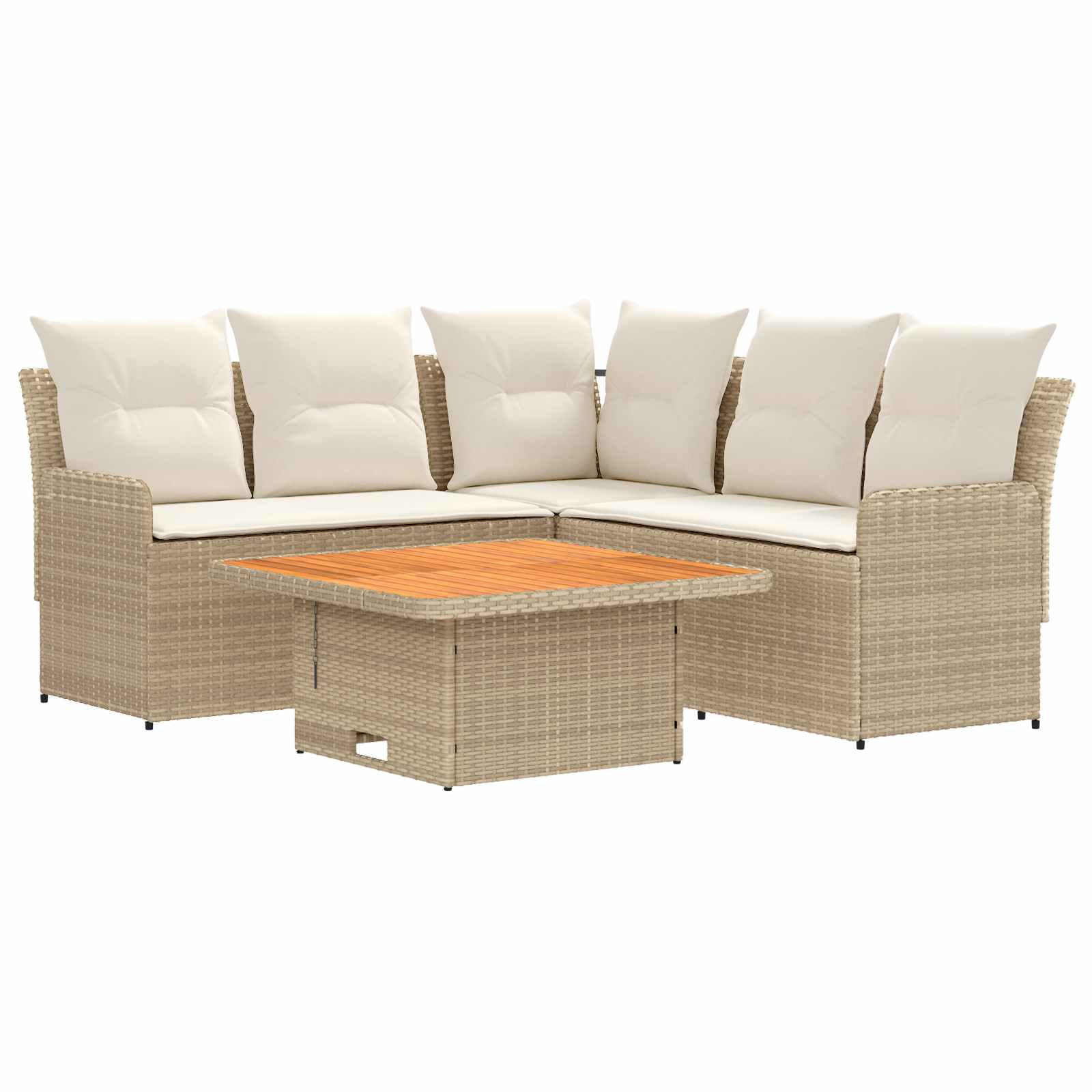 Meubelsets met kussen 4 pcs Beige en Crème PE Rattan is nu te koop bij PeponiXL, paradijselijk wonen!