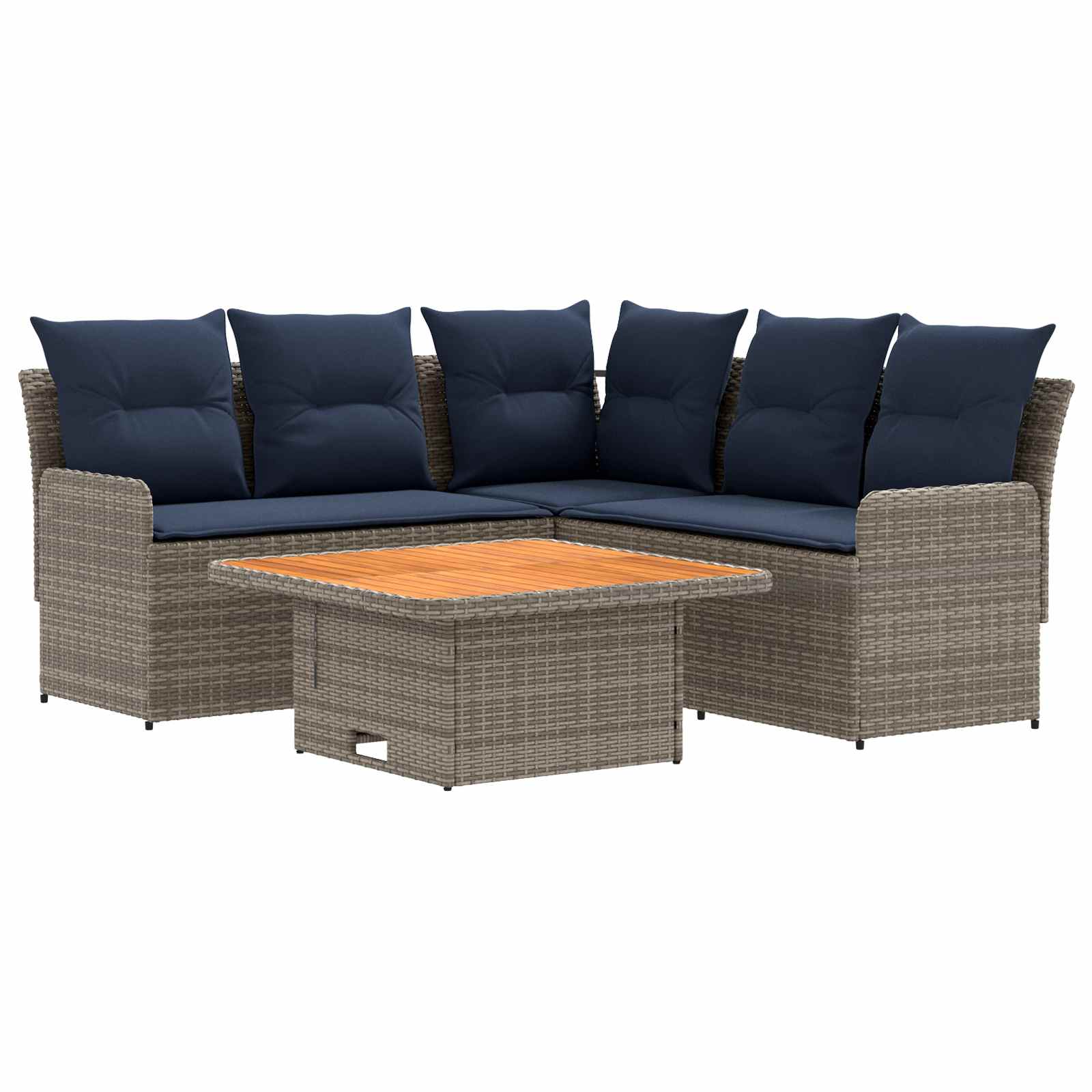 Meubelsets met kussen 4 pcs Grijs en Marineblauw PE Rattan is nu te koop bij PeponiXL, paradijselijk wonen!
