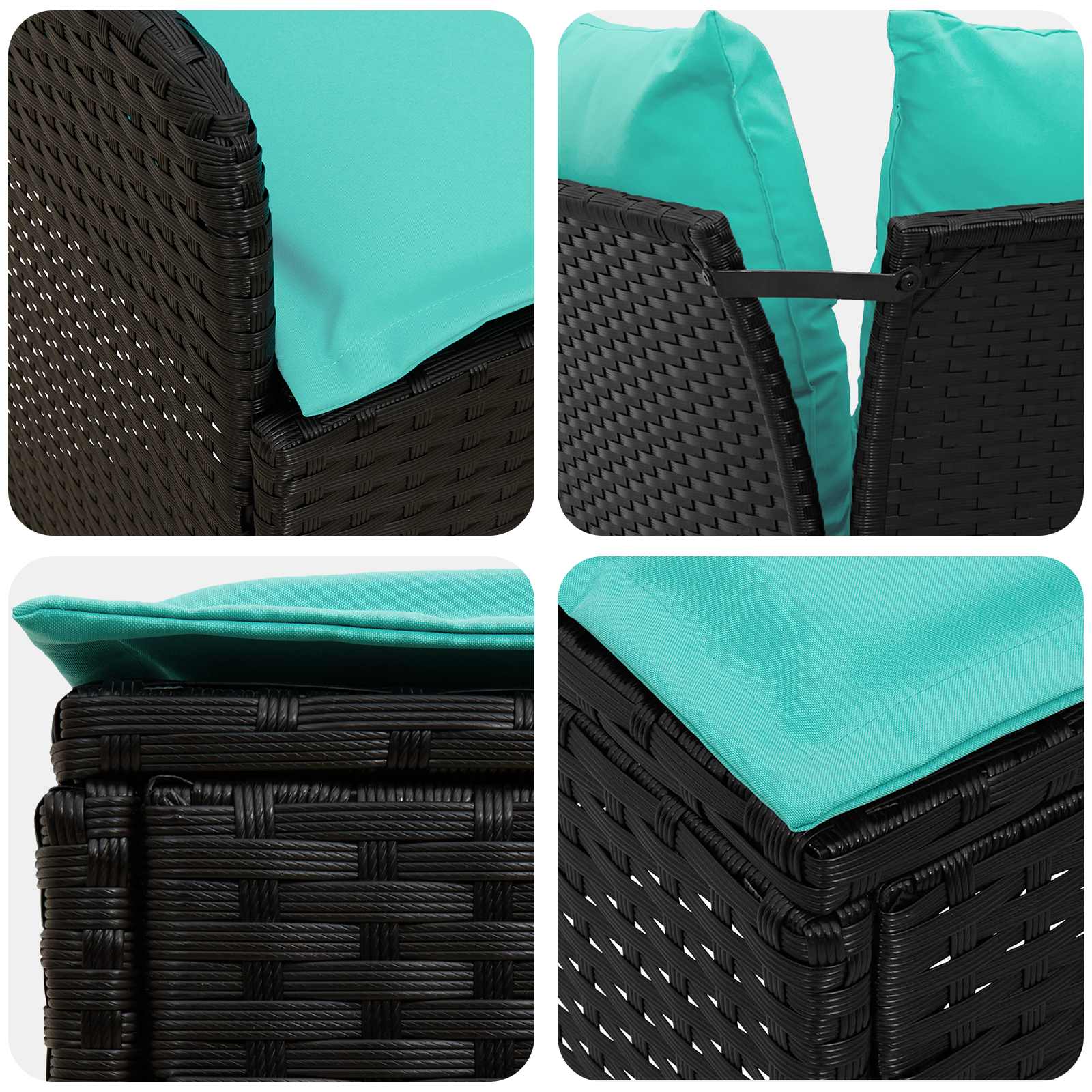 Meubelsets met kussen 4 pcs Zwart en Turquoise PE Rattan is nu te koop bij PeponiXL, paradijselijk wonen!