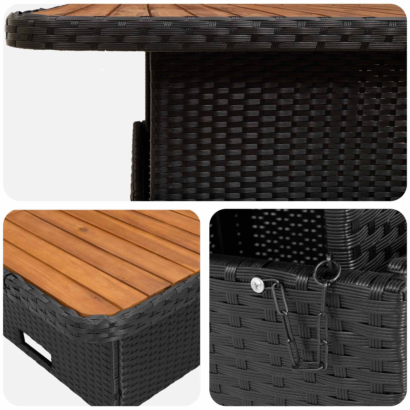 Meubelsets met kussen 4 pcs Zwart en Turquoise PE Rattan is nu te koop bij PeponiXL, paradijselijk wonen!