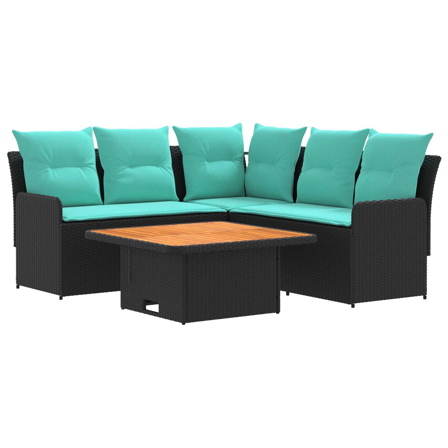 Meubelsets met kussen 4 pcs Zwart en Turquoise PE Rattan is nu te koop bij PeponiXL, paradijselijk wonen!