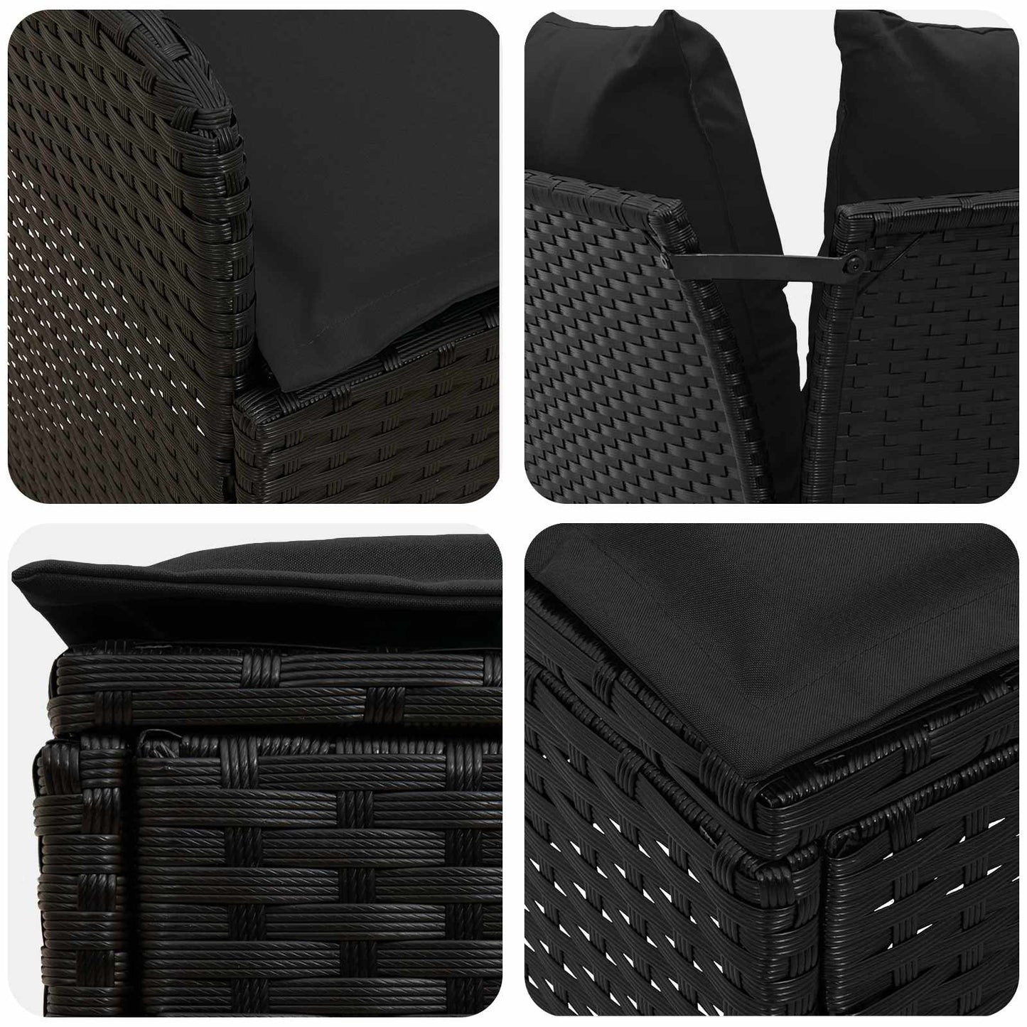 Meubelsets met kussen 6 pcs Zwart PE Rattan is nu te koop bij PeponiXL, paradijselijk wonen!