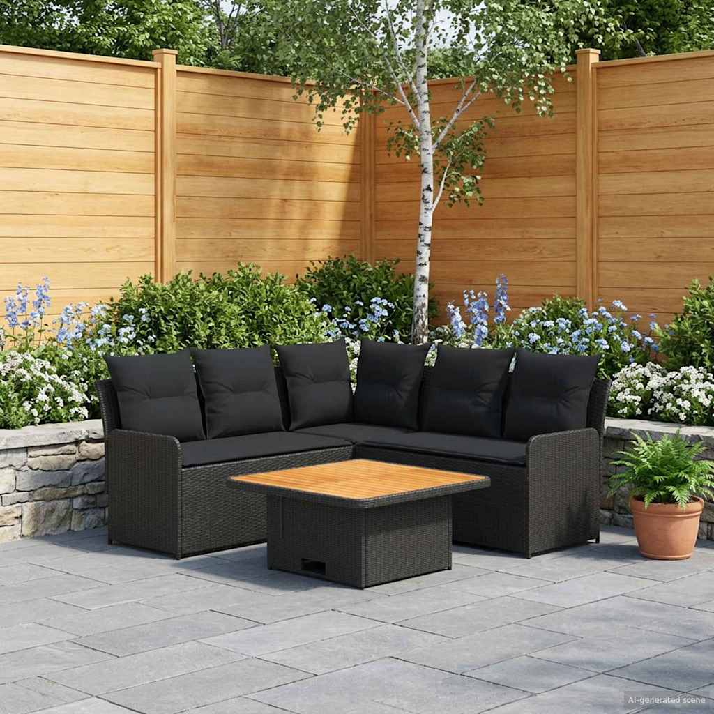Meubelsets met kussen 6 pcs Zwart PE Rattan is nu te koop bij PeponiXL, paradijselijk wonen!