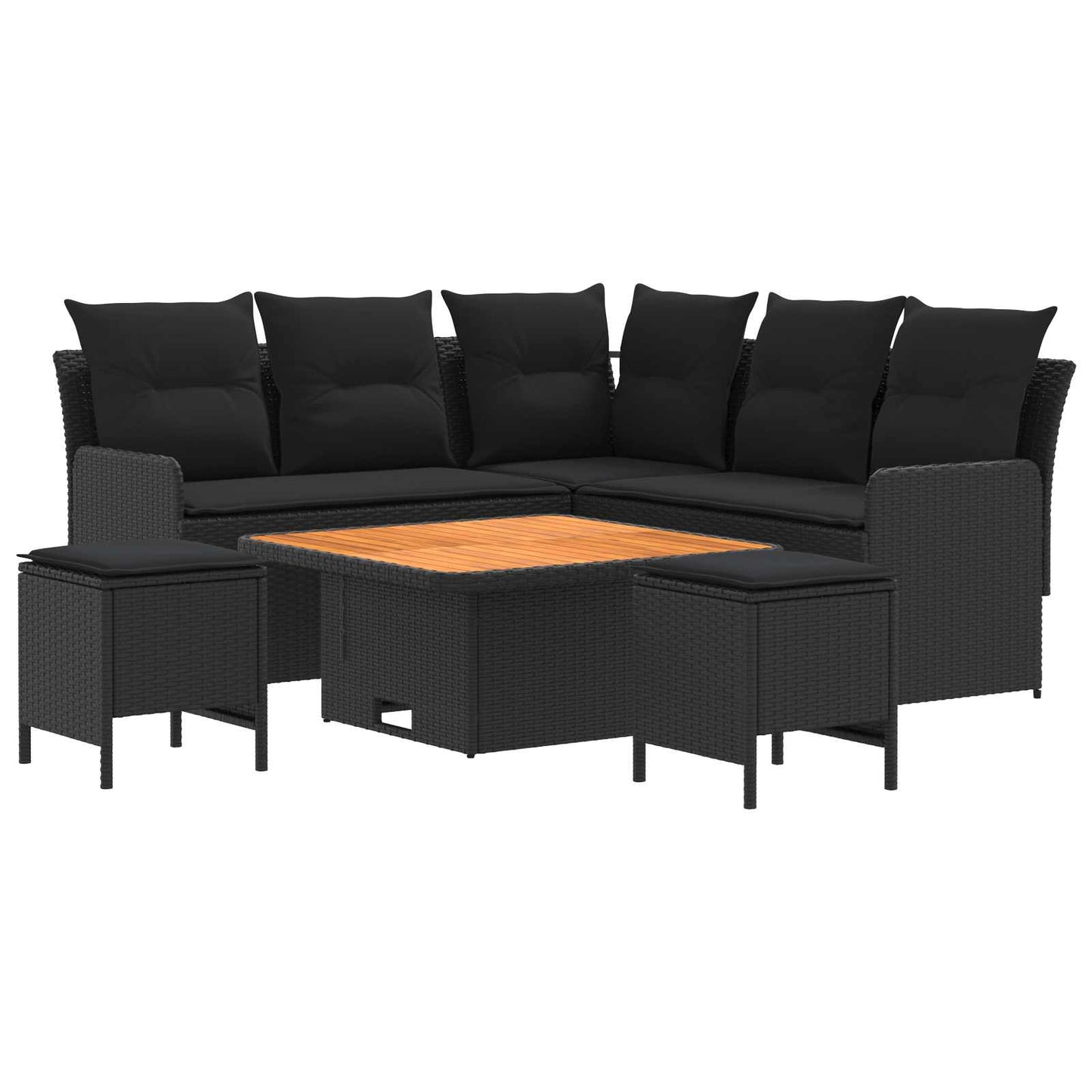 Meubelsets met kussen 6 pcs Zwart PE Rattan is nu te koop bij PeponiXL, paradijselijk wonen!
