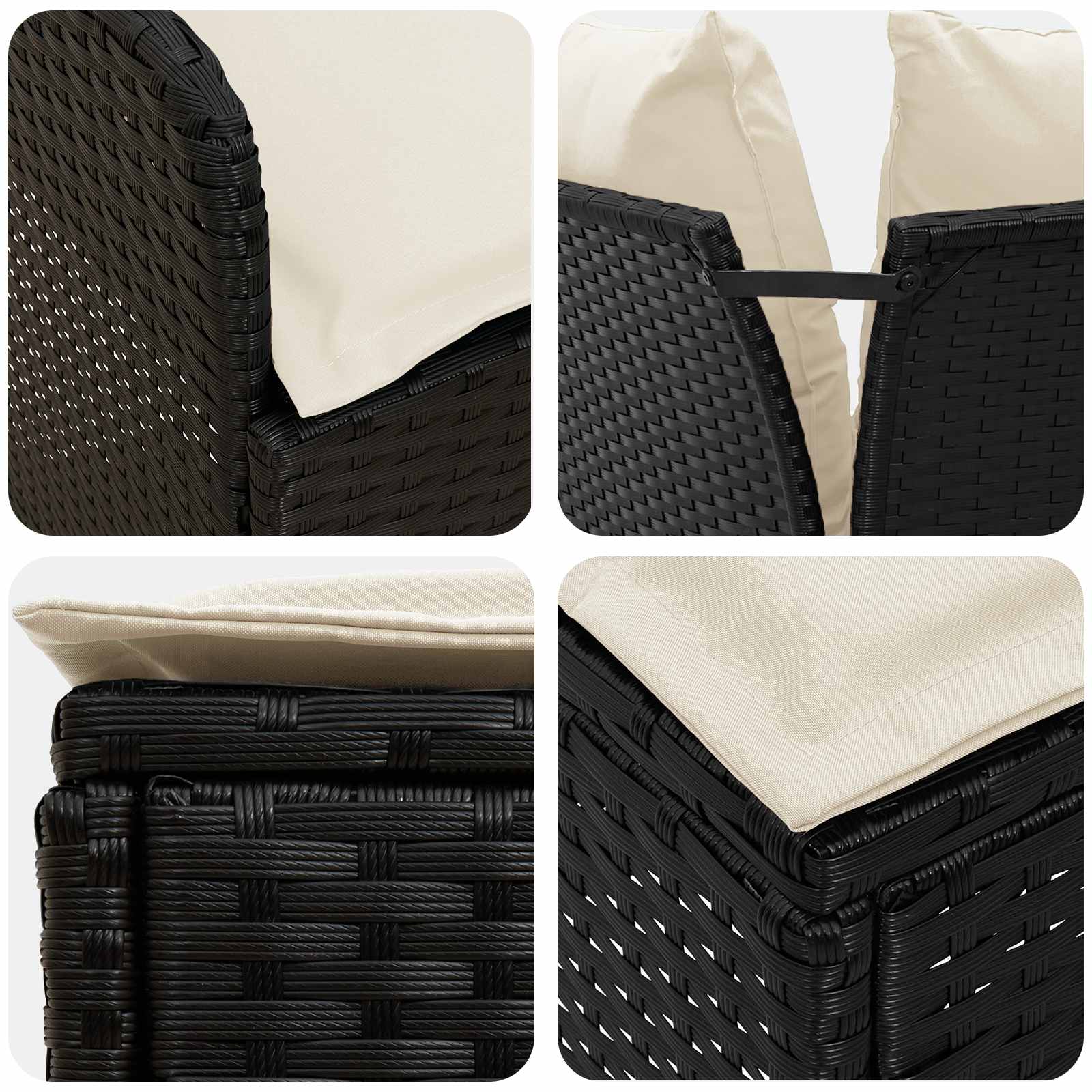 Meubelsets met kussen 6 pcs Zwart en Crème PE Rattan is nu te koop bij PeponiXL, paradijselijk wonen!