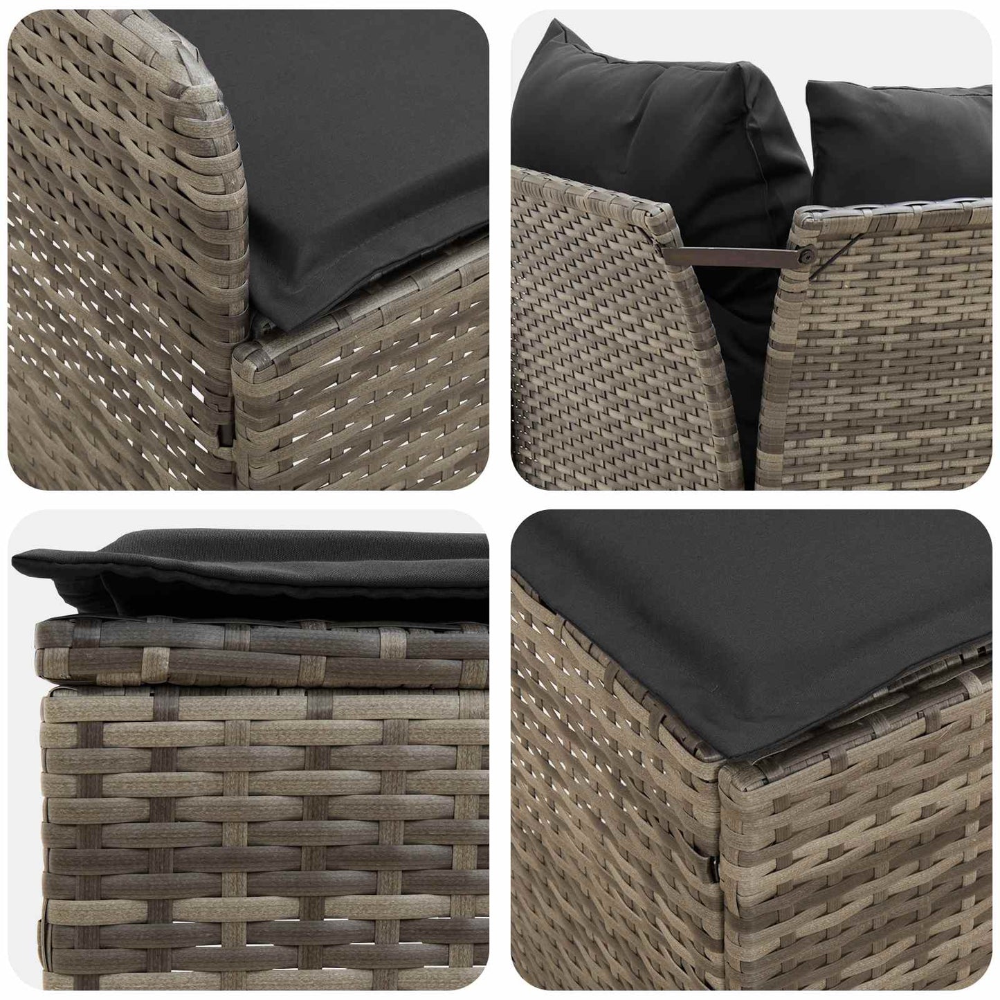 Meubelsets met kussen 6 pcs Grijs en Donkergrijs PE Rattan is nu te koop bij PeponiXL, paradijselijk wonen!