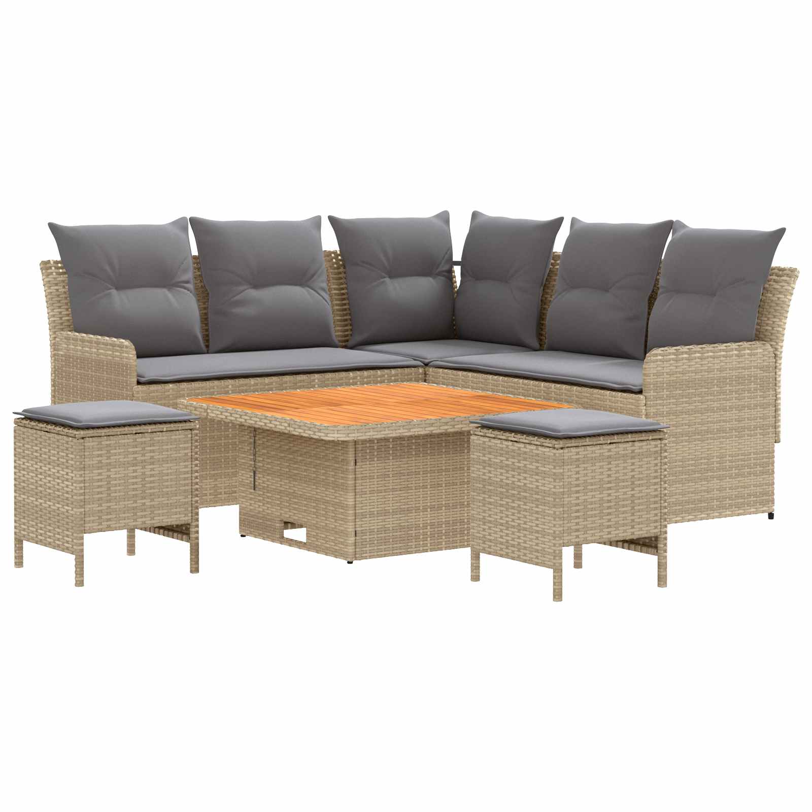 Meubelsets met kussen 6 pcs Beige en Licht Grijs PE Rattan is nu te koop bij PeponiXL, paradijselijk wonen!