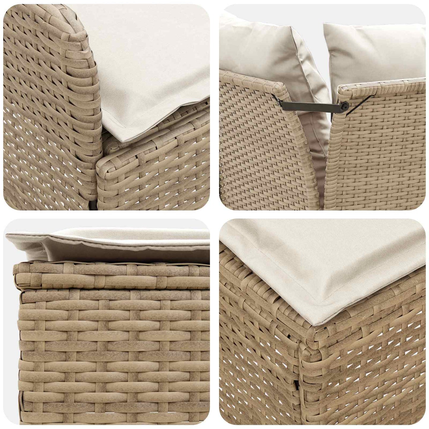 Meubelsets met kussen 6 pcs Beige en Crème PE Rattan is nu te koop bij PeponiXL, paradijselijk wonen!