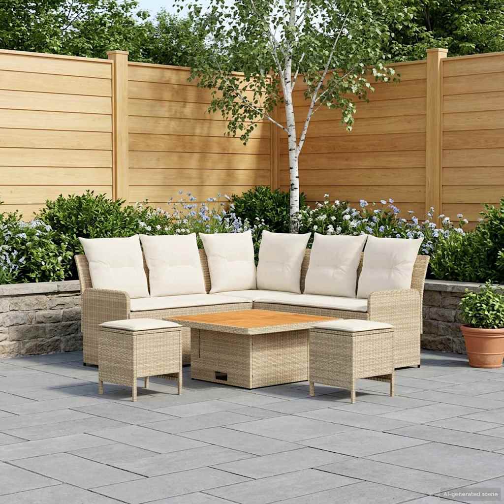 Meubelsets met kussen 6 pcs Beige en Crème PE Rattan is nu te koop bij PeponiXL, paradijselijk wonen!