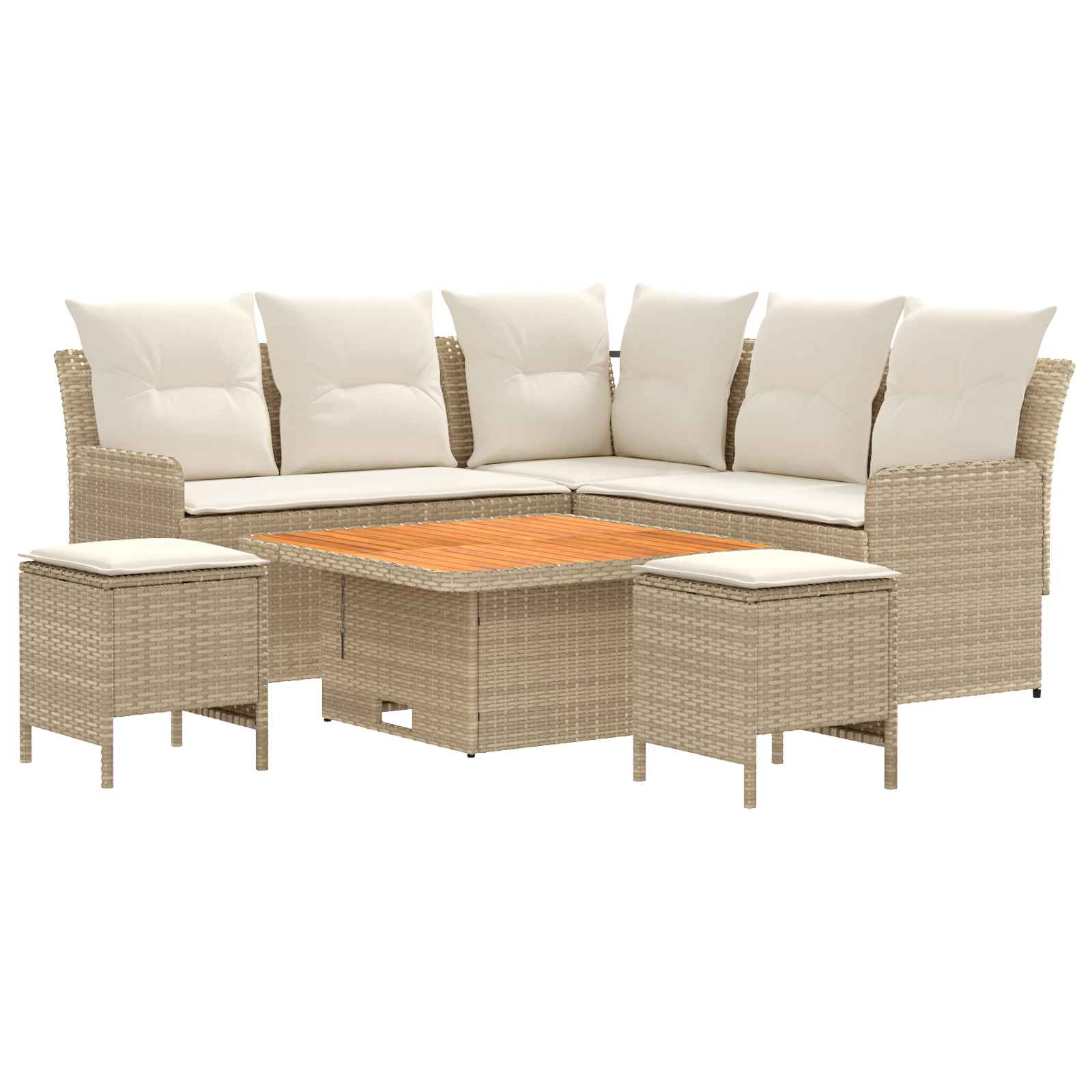 Meubelsets met kussen 6 pcs Beige en Crème PE Rattan is nu te koop bij PeponiXL, paradijselijk wonen!