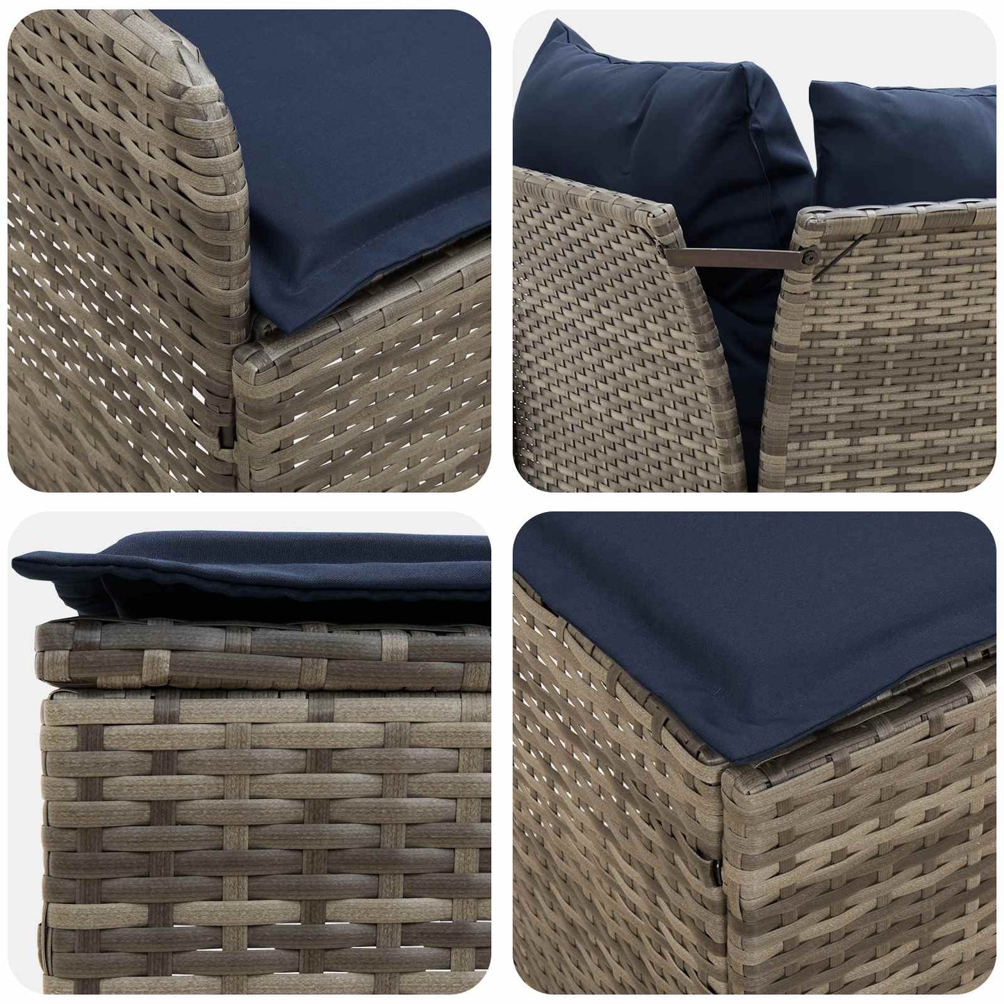Meubelsets met kussen 6 pcs Grijs en Marineblauw PE Rattan is nu te koop bij PeponiXL, paradijselijk wonen!