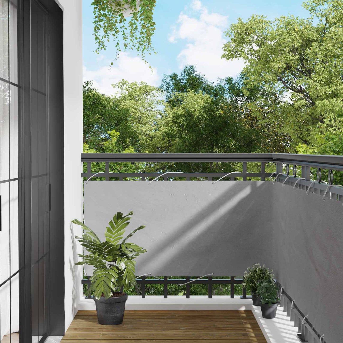 Balkon Scherm Lichtgrijs 75 x 200 cm PU gecoat oxford alu is nu te koop bij PeponiXL, paradijselijk wonen!