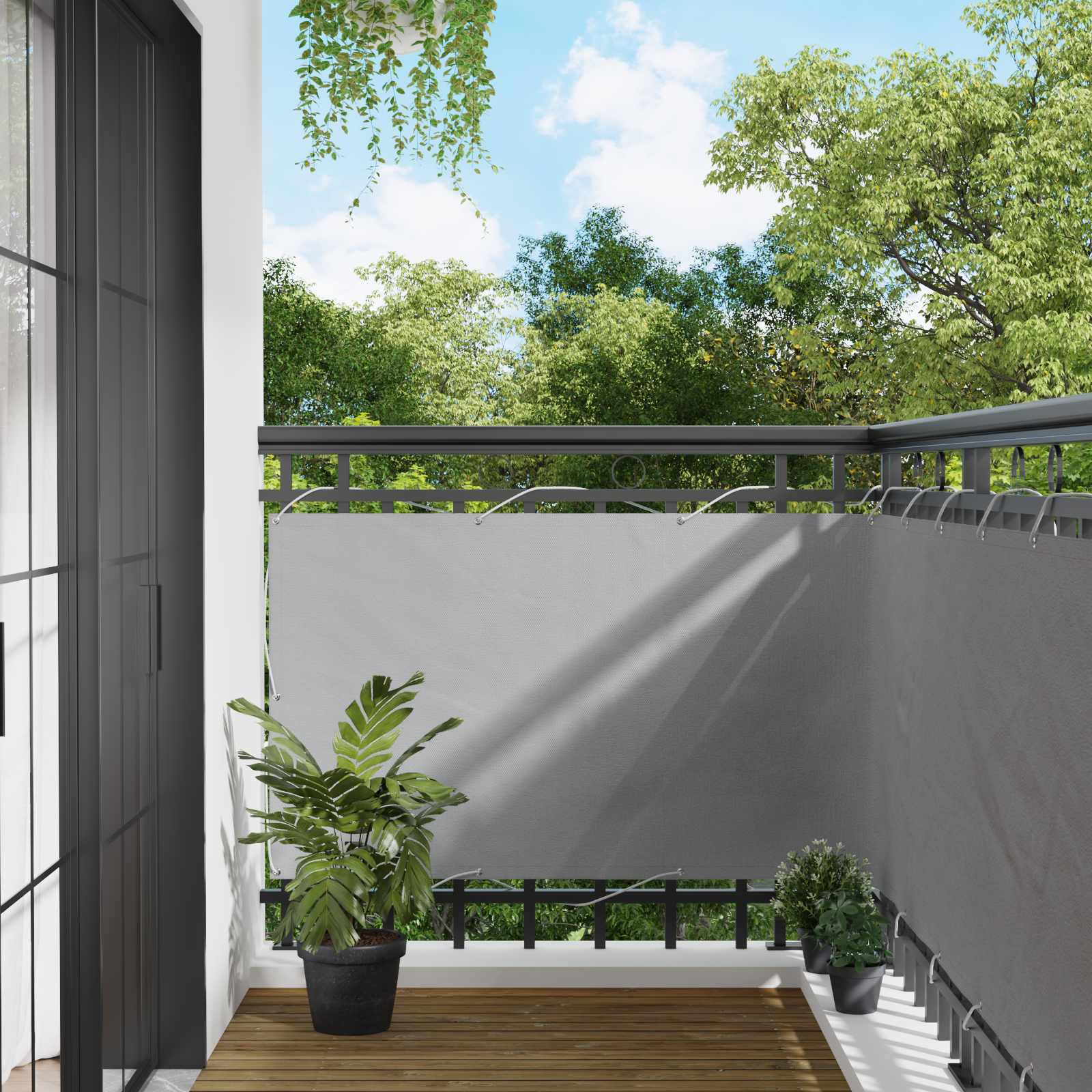 Balkon Scherm Lichtgrijs 100 x 600 cm Oxford Stof is nu te koop bij PeponiXL, paradijselijk wonen!