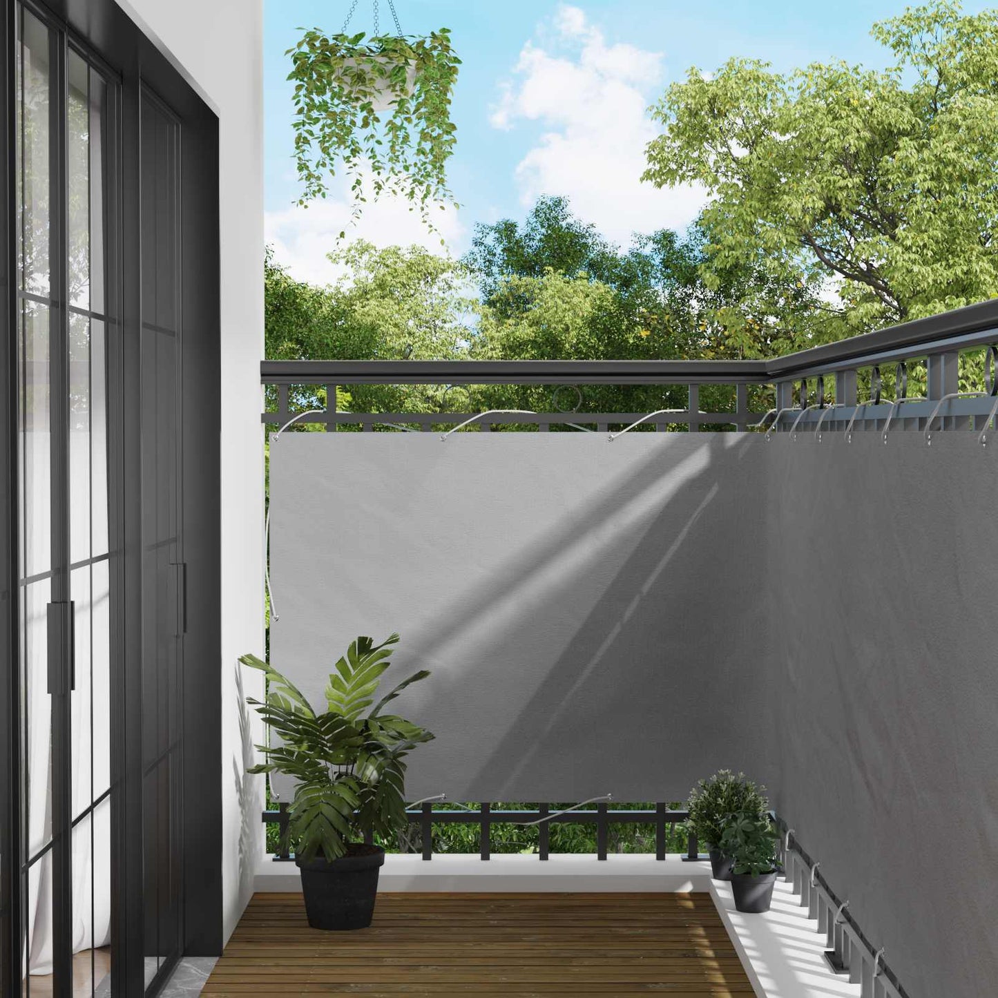 Balkon Scherm Lichtgrijs 110 x 300 cm Oxford Stof is nu te koop bij PeponiXL, paradijselijk wonen!