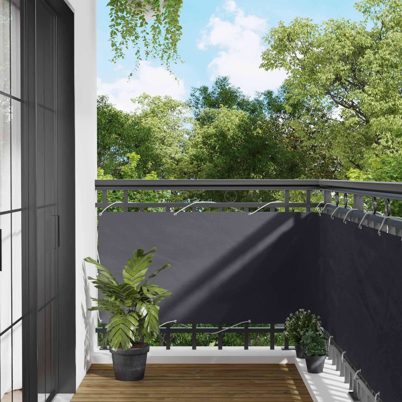 Balkon Scherm Antraciet 75 x 200 cm PU gecoat oxford alu is nu te koop bij PeponiXL, paradijselijk wonen!