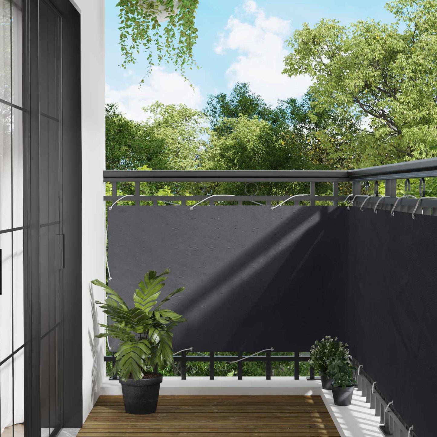 Balkon Scherm Antraciet 100 x 600 cm Oxford Stof is nu te koop bij PeponiXL, paradijselijk wonen!