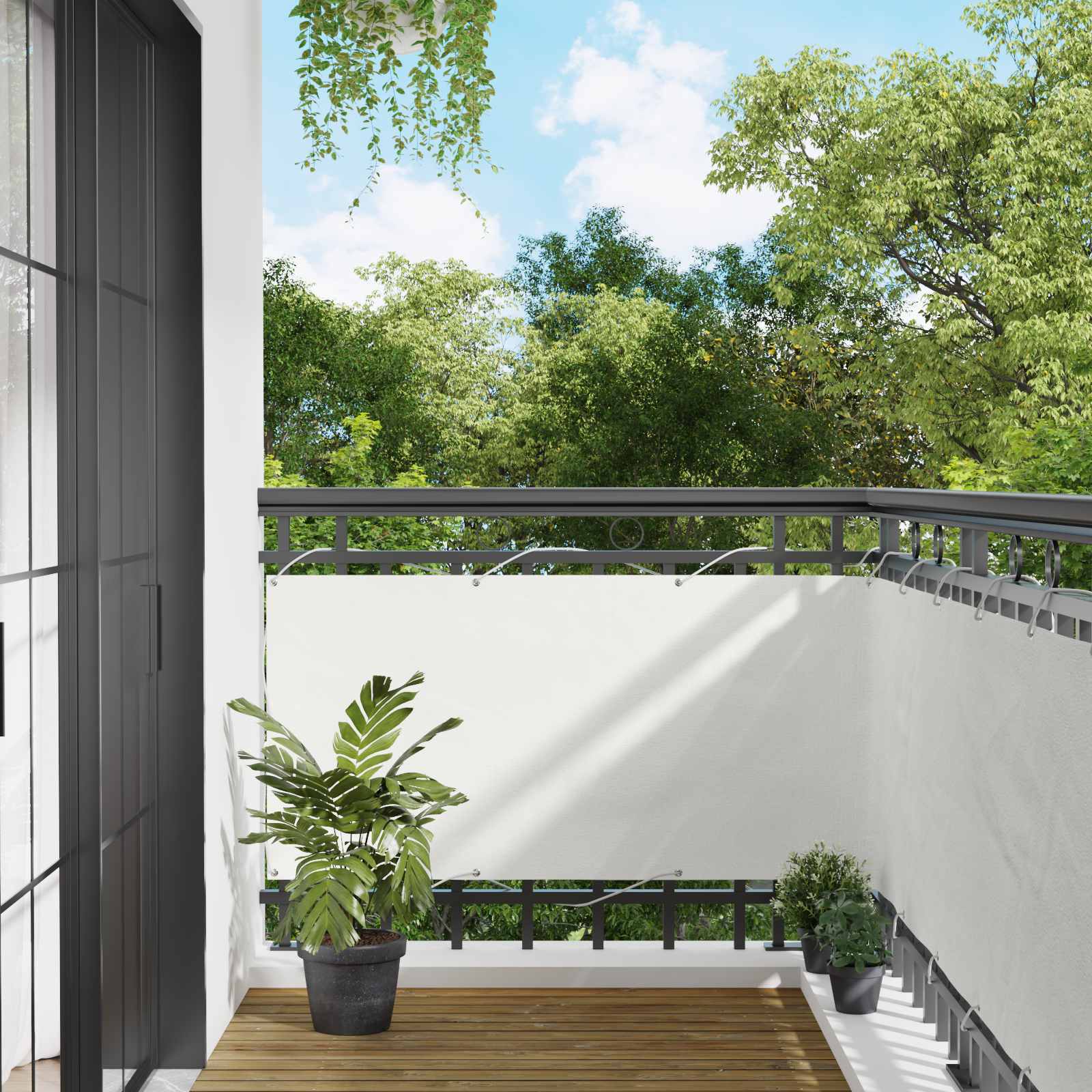 Balkon Scherm Wit 75 x 200 cm PU gecoat oxford alu is nu te koop bij PeponiXL, paradijselijk wonen!