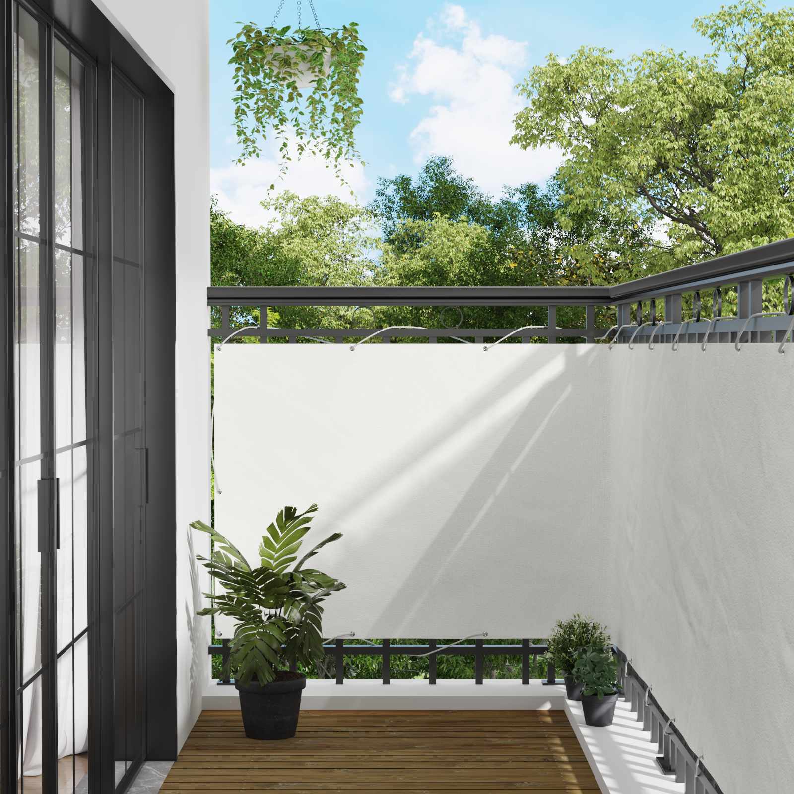 Balkon Scherm Wit 120 x 200 cm PU gecoat oxford alu is nu te koop bij PeponiXL, paradijselijk wonen!