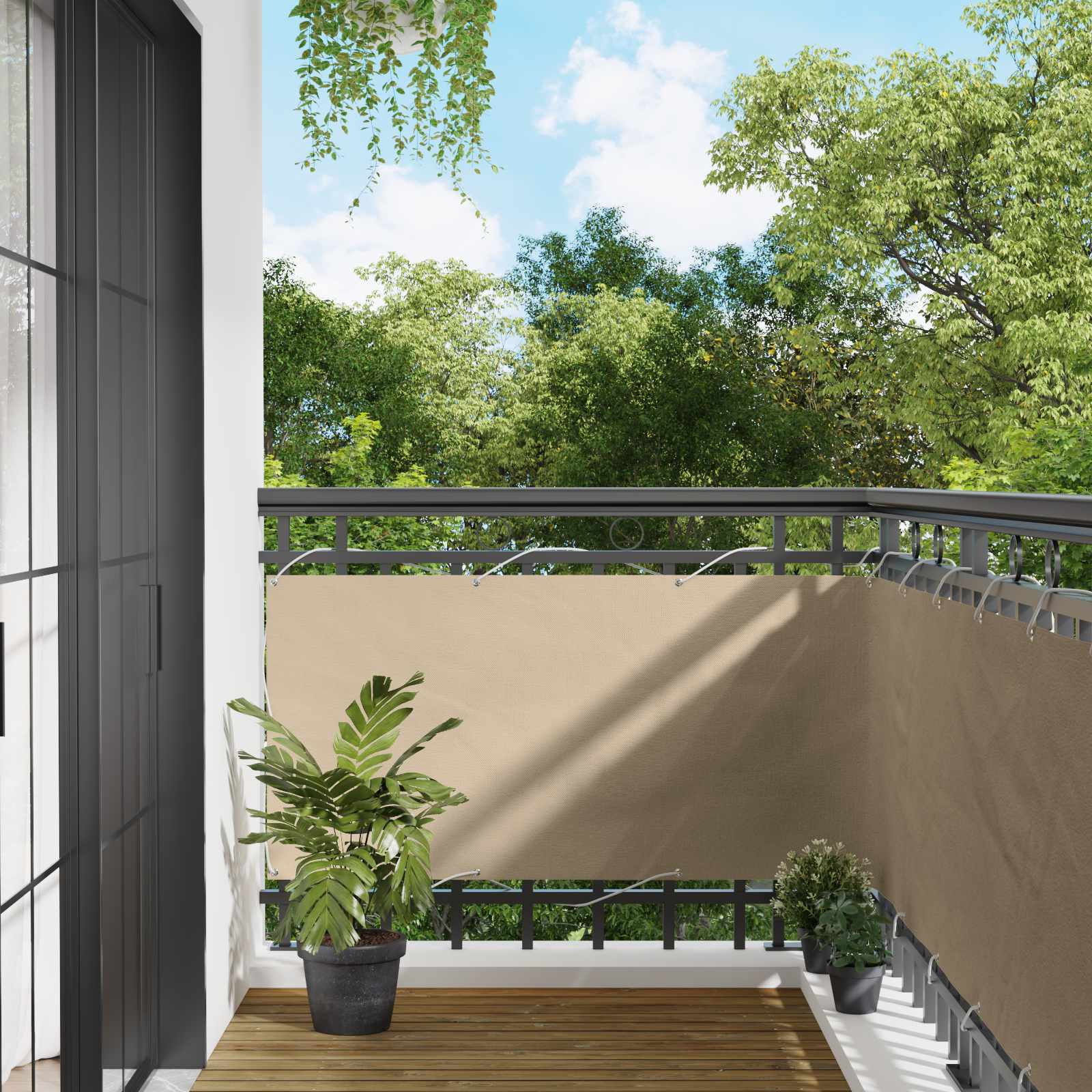 Balkon Scherm Beige 75 x 200 cm PU gecoat oxford alu is nu te koop bij PeponiXL, paradijselijk wonen!