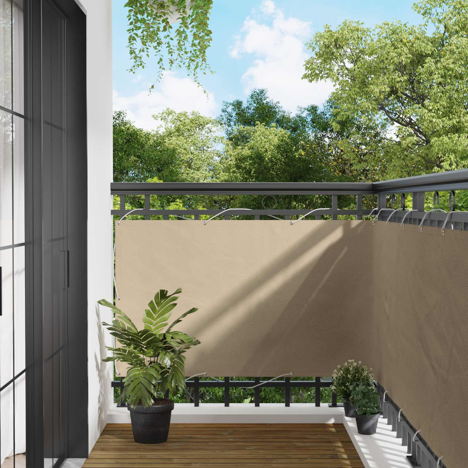Balkon Scherm Beige 100 x 500 cm Oxford Stof is nu te koop bij PeponiXL, paradijselijk wonen!