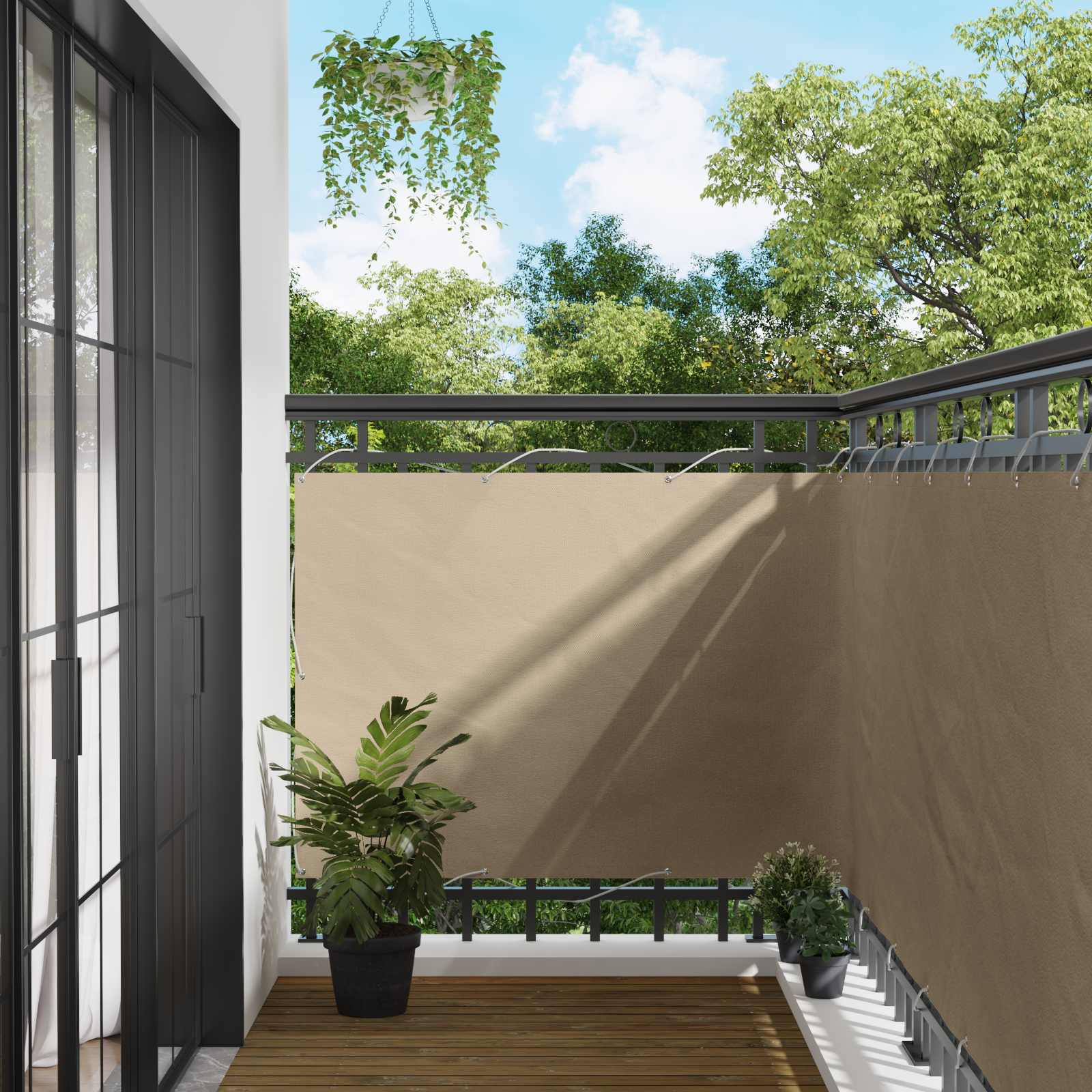 Balkon Scherm Beige 110 x 800 cm Oxford Stof is nu te koop bij PeponiXL, paradijselijk wonen!