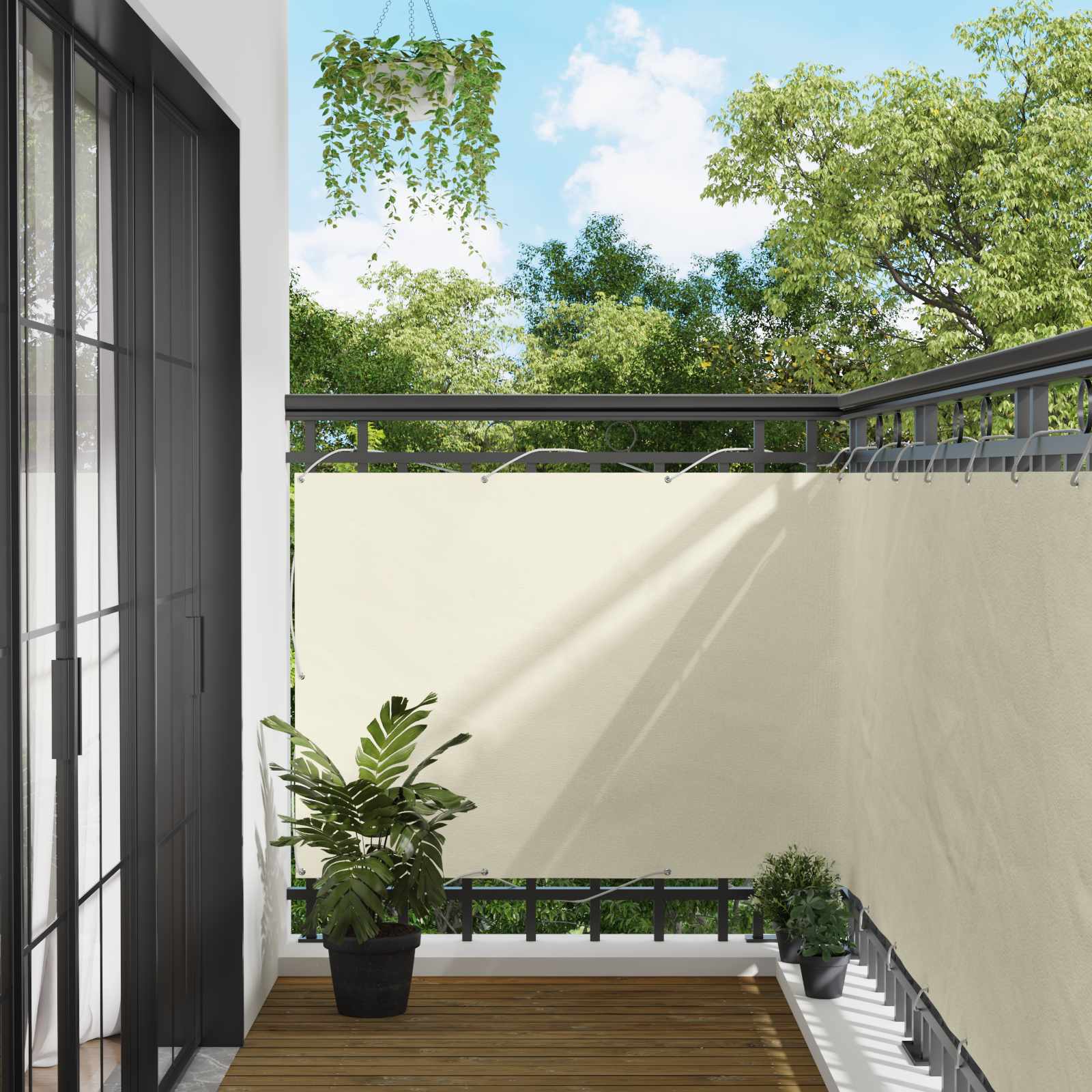 Balkon Scherm Crème 110 x 600 cm Oxford Stof is nu te koop bij PeponiXL, paradijselijk wonen!
