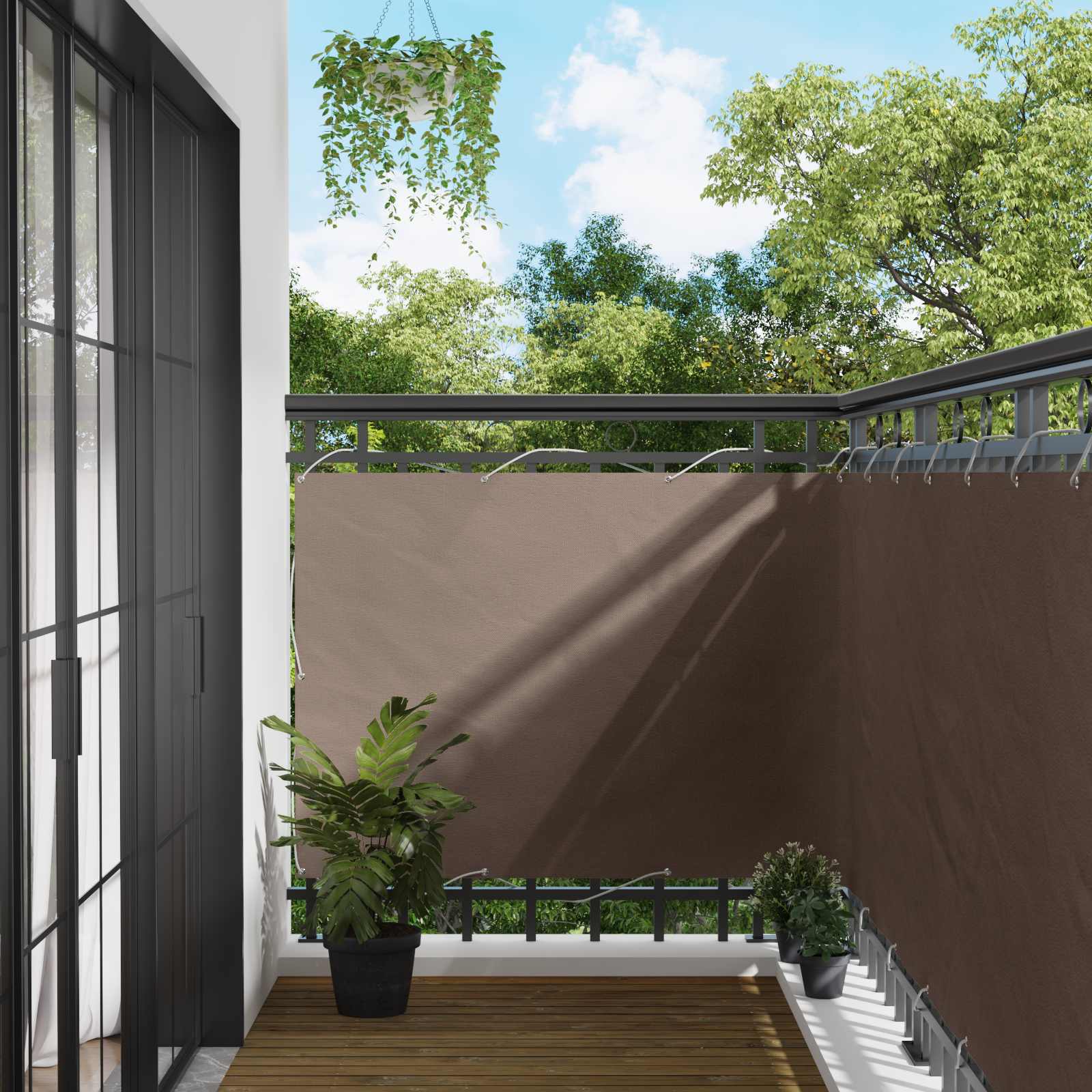 Balkon Scherm Taupe 110 x 700 cm Oxford Stof is nu te koop bij PeponiXL, paradijselijk wonen!