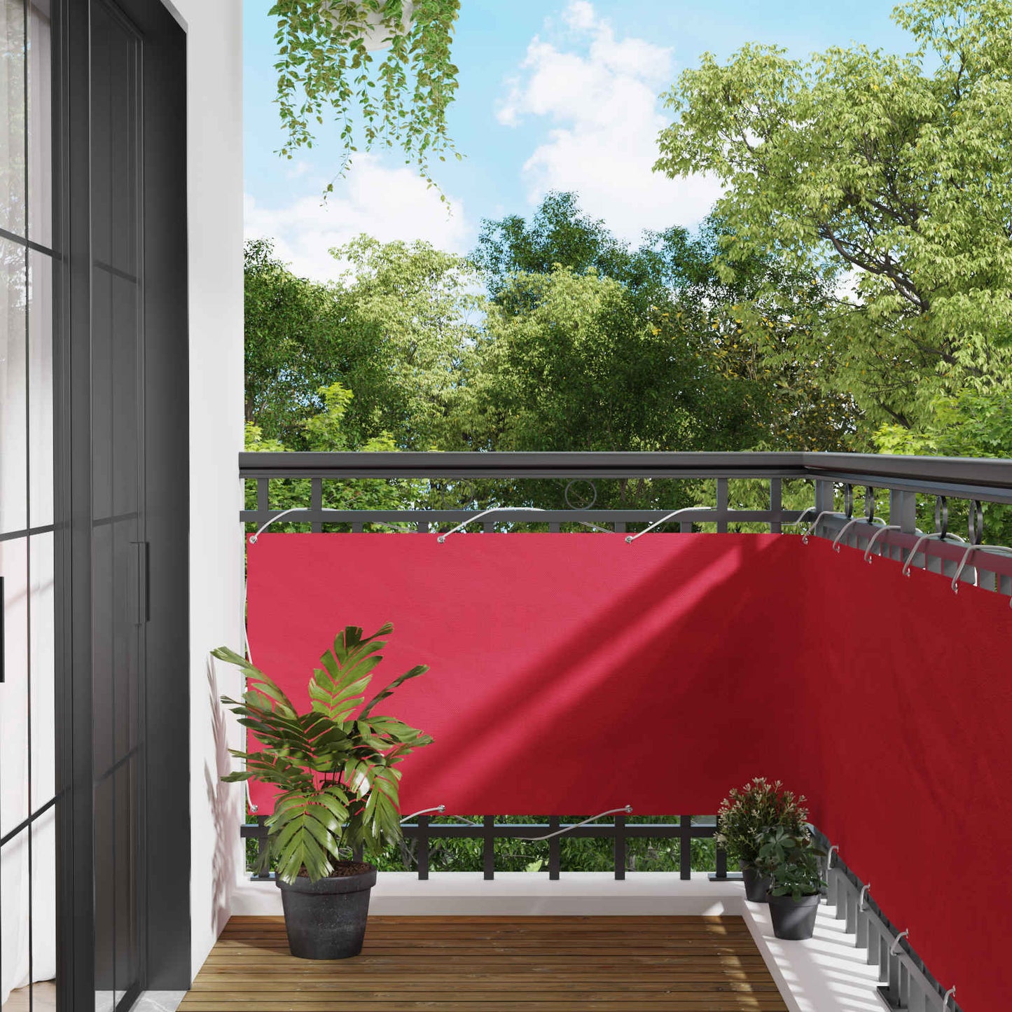 Balkon Scherm Bordeauxrood 75 x 1000 cm PU gecoat oxford alu is nu te koop bij PeponiXL, paradijselijk wonen!