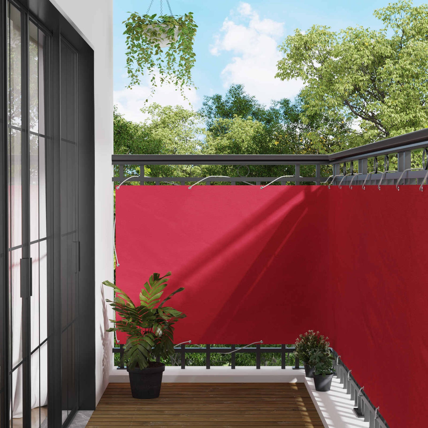 Balkon Scherm Bordeauxrood 120 x 700 cm PU gecoat oxford alu is nu te koop bij PeponiXL, paradijselijk wonen!