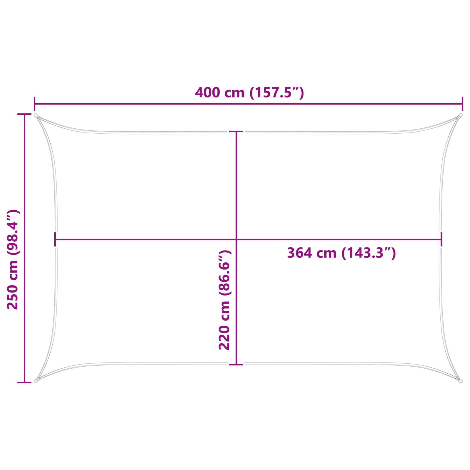 Zonneschaduwzeil Lichtgrijs en wit. 4 x 2,5 m is nu te koop bij PeponiXL, paradijselijk wonen!