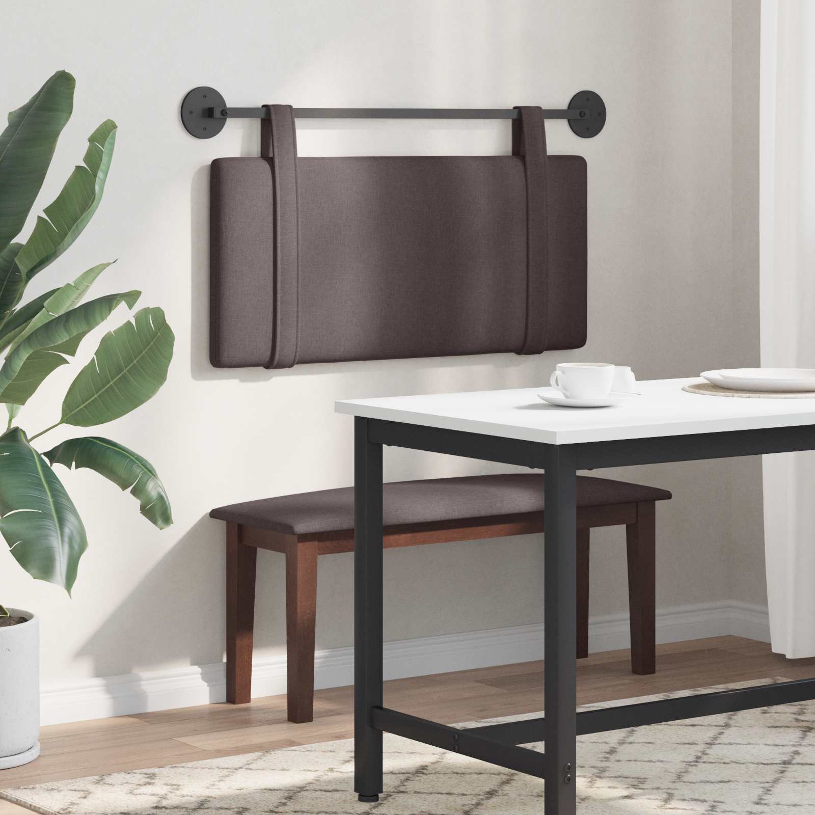 Hangend hoofdbord Donkerbruin Stof is nu te koop bij PeponiXL, paradijselijk wonen!