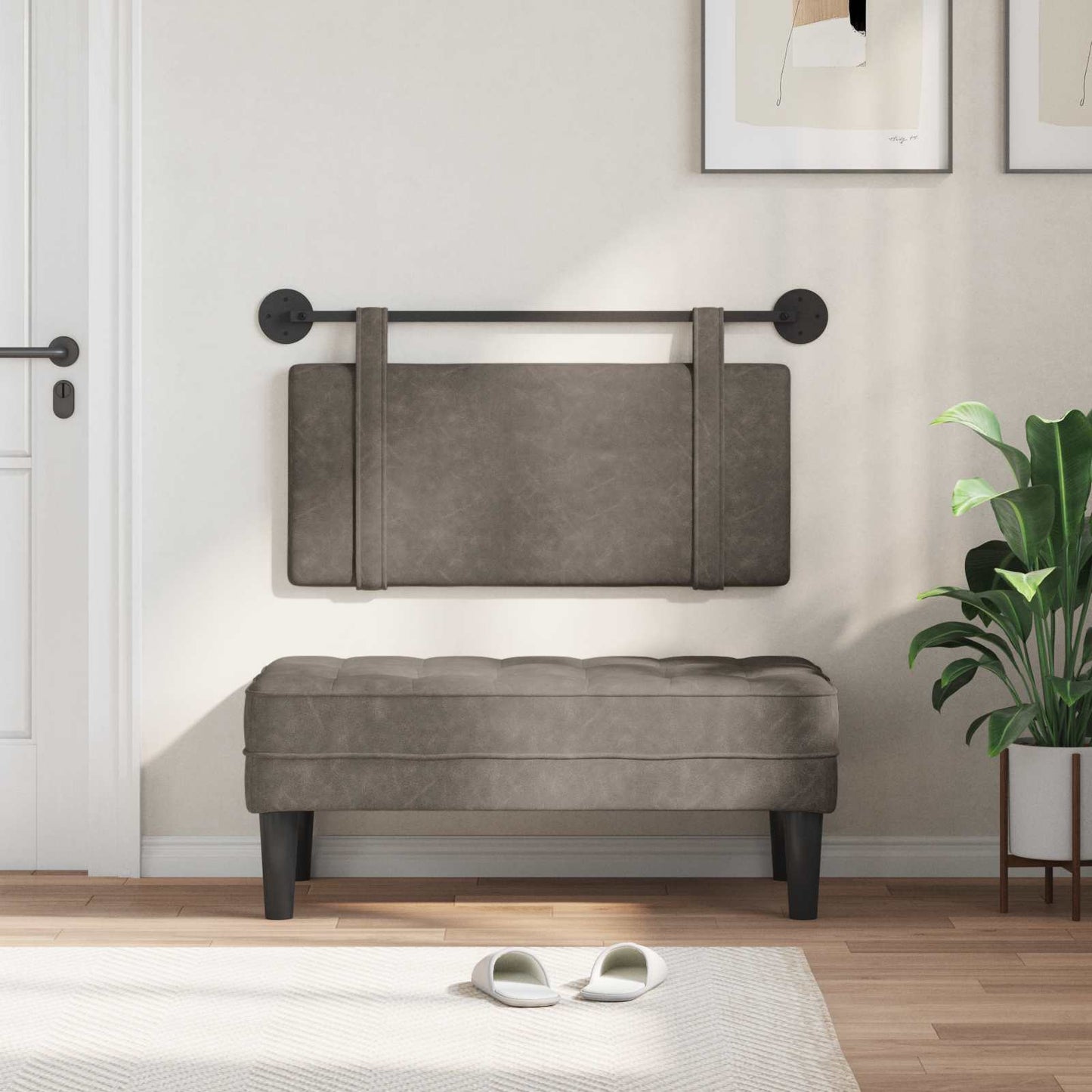 Hangend hoofdbord Grijs Antiek PU is nu te koop bij PeponiXL, paradijselijk wonen!