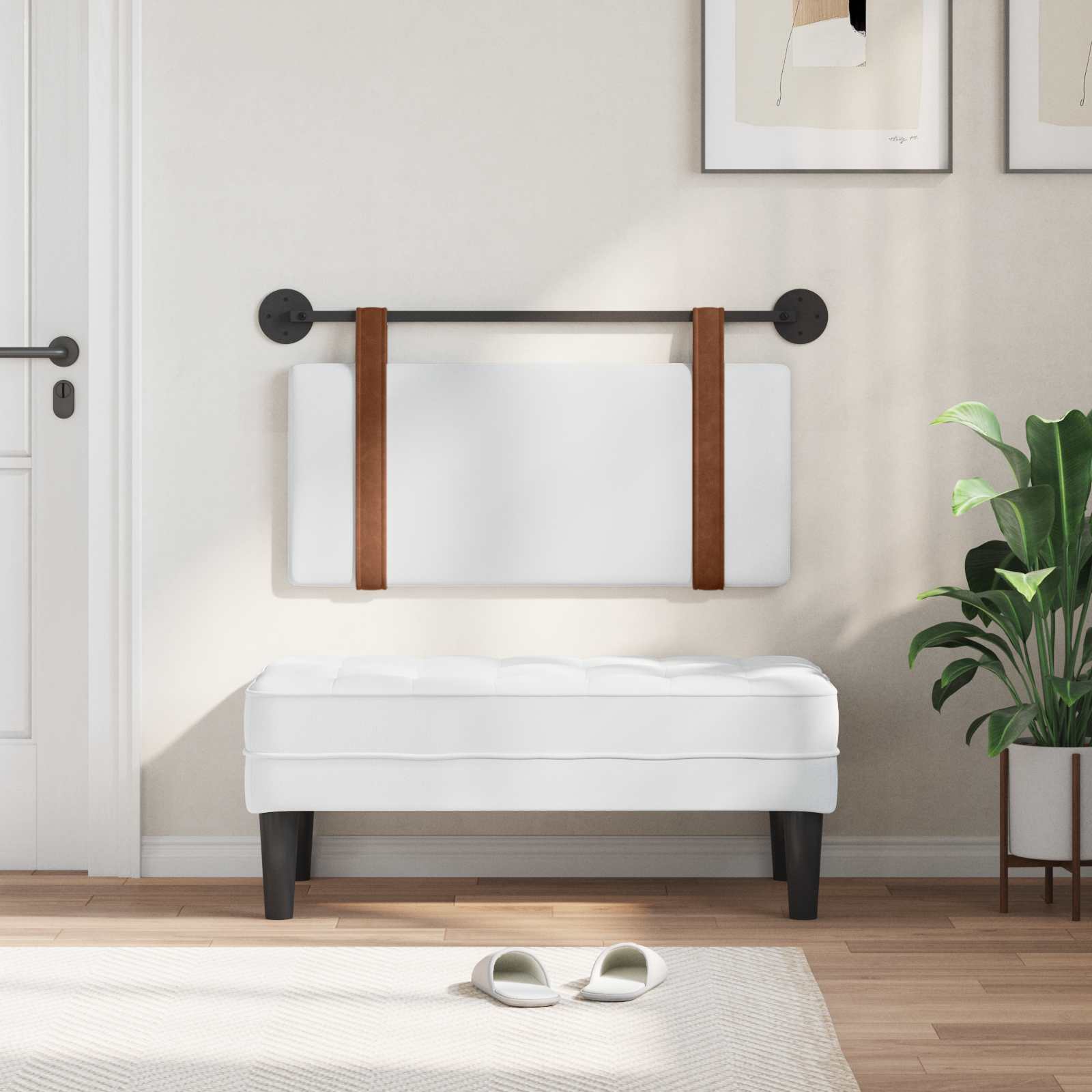 Hangend Hoofdeinde Wandgemonteerd Wit 90 x 55 x 5 cm Antiek PU is nu te koop bij PeponiXL, paradijselijk wonen!
