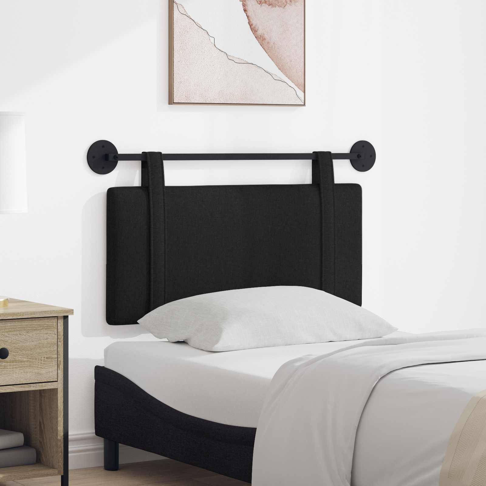 Hangend hoofdbord Zwart Stof is nu te koop bij PeponiXL, paradijselijk wonen!