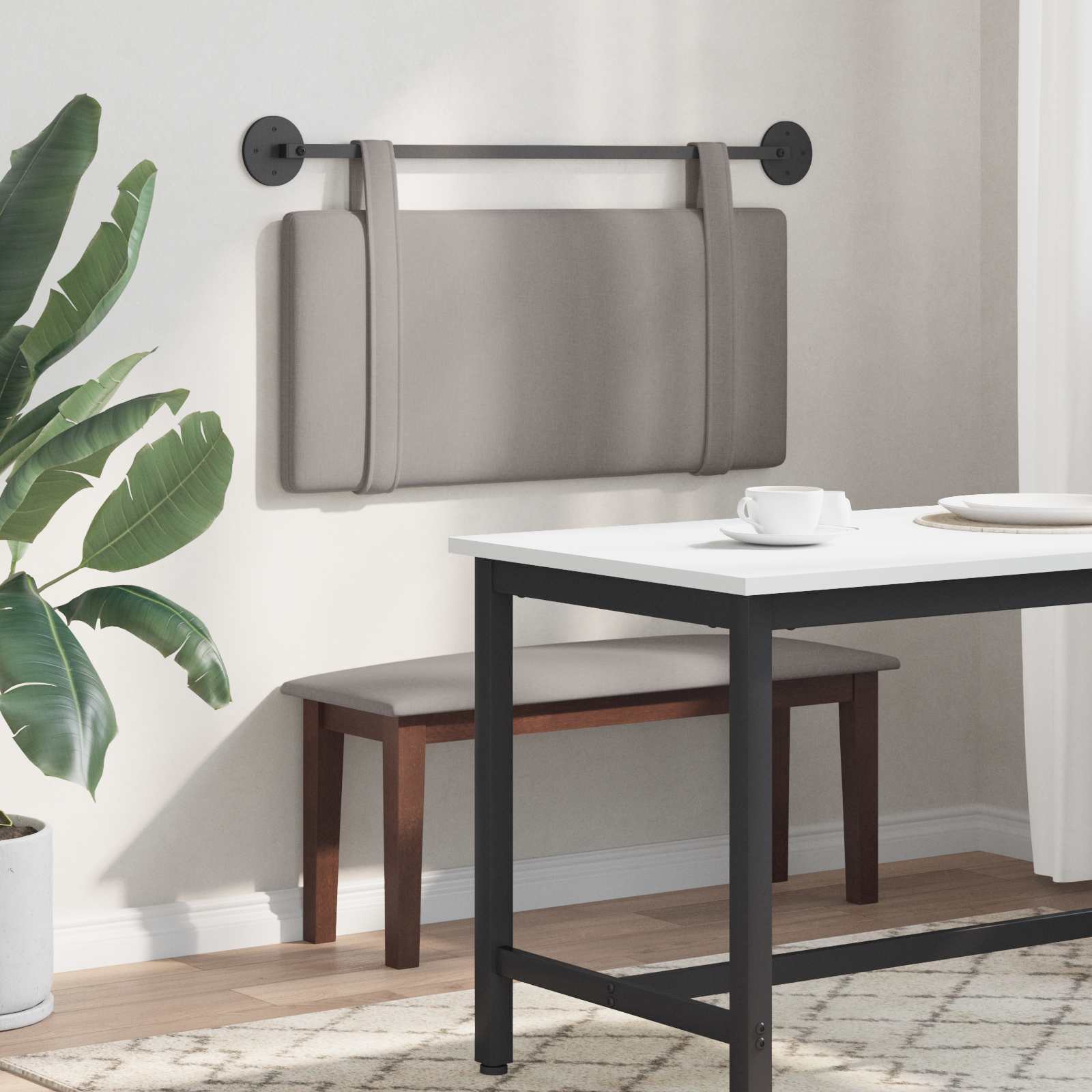 Hangend hoofdbord Taupe Stof is nu te koop bij PeponiXL, paradijselijk wonen!