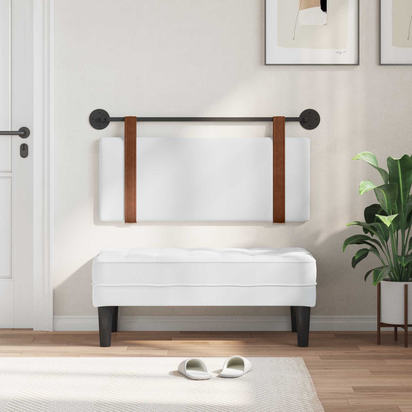 Hangend Hoofdeinde Wandgemonteerd Wit 110 x 55 x 5 cm Antiek PU is nu te koop bij PeponiXL, paradijselijk wonen!