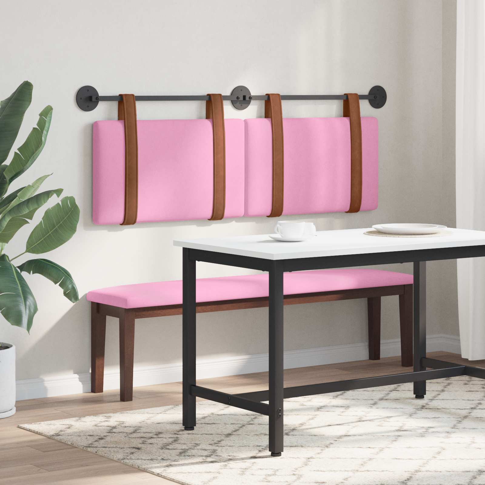 Hangend Hoofdeinde Effen Roze 150 x 55 x 5 cm Antiek PU is nu te koop bij PeponiXL, paradijselijk wonen!