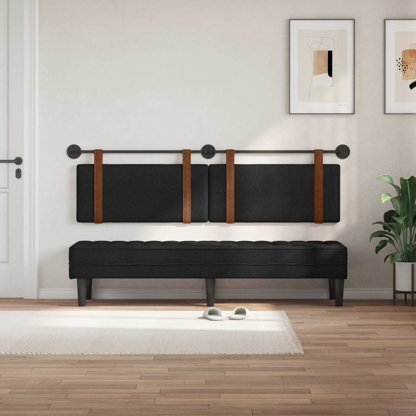 Hangend Hoofdeinde Effen Zwart 190 x 55 x 5 cm Antiek PU is nu te koop bij PeponiXL, paradijselijk wonen!