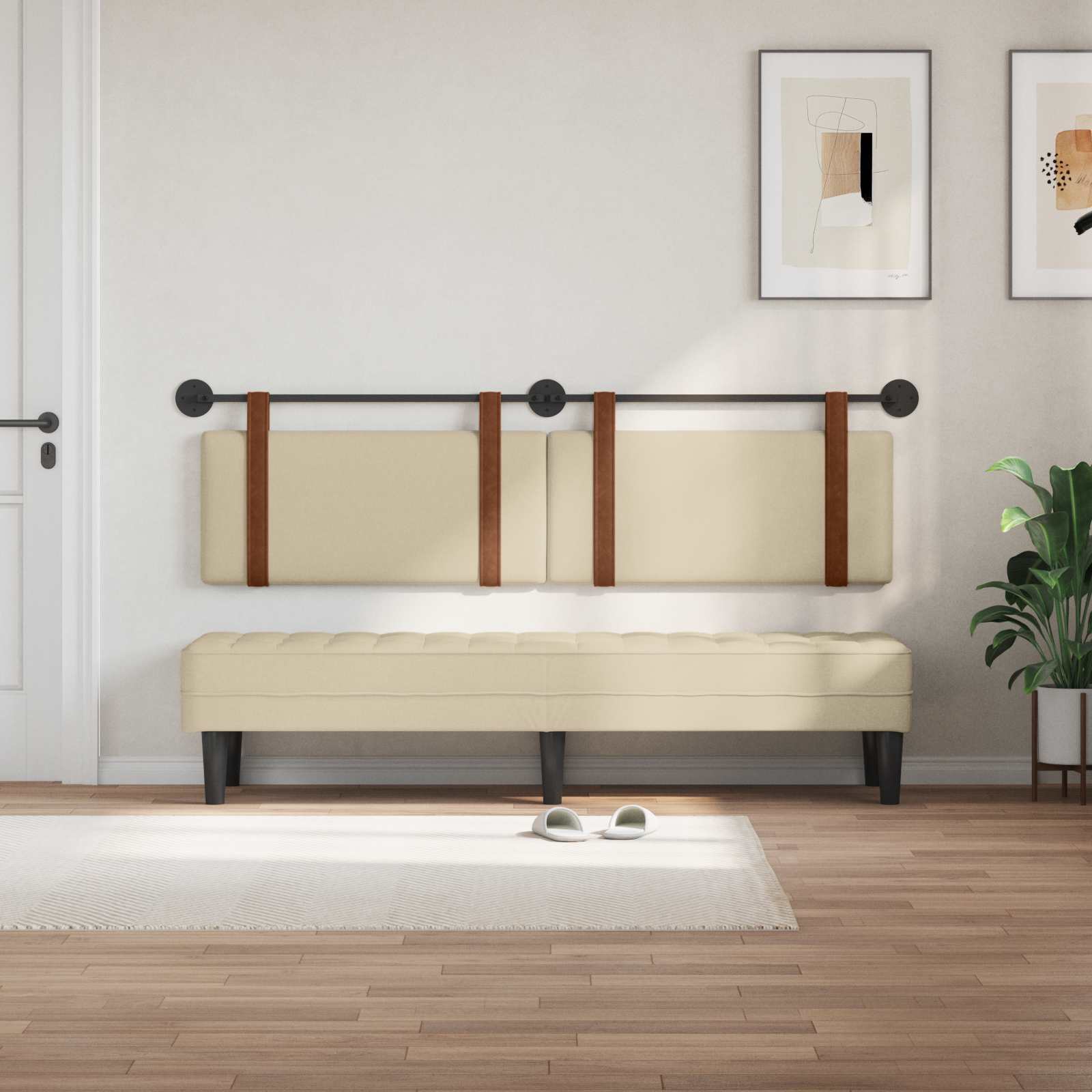 Hangend Hoofdeinde Effen Crème 190 x 55 x 5 cm Antiek PU is nu te koop bij PeponiXL, paradijselijk wonen!