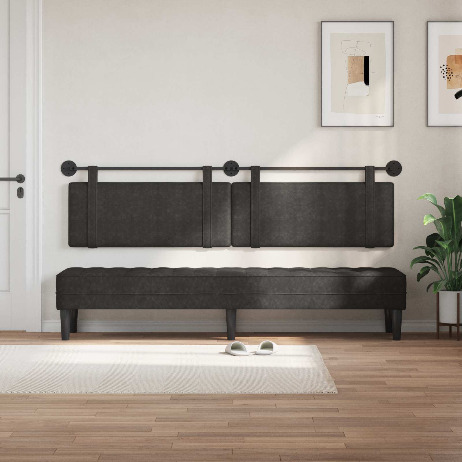Hangend hoofdbord Zwart Antiek PU is nu te koop bij PeponiXL, paradijselijk wonen!