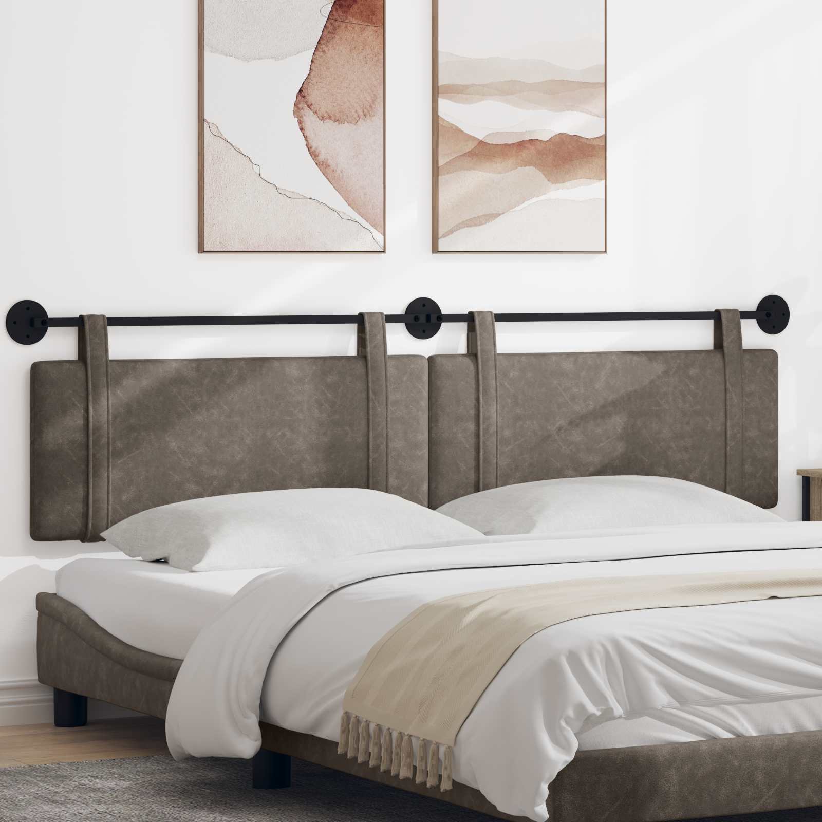 Hangend hoofdbord Grijs Antiek PU is nu te koop bij PeponiXL, paradijselijk wonen!