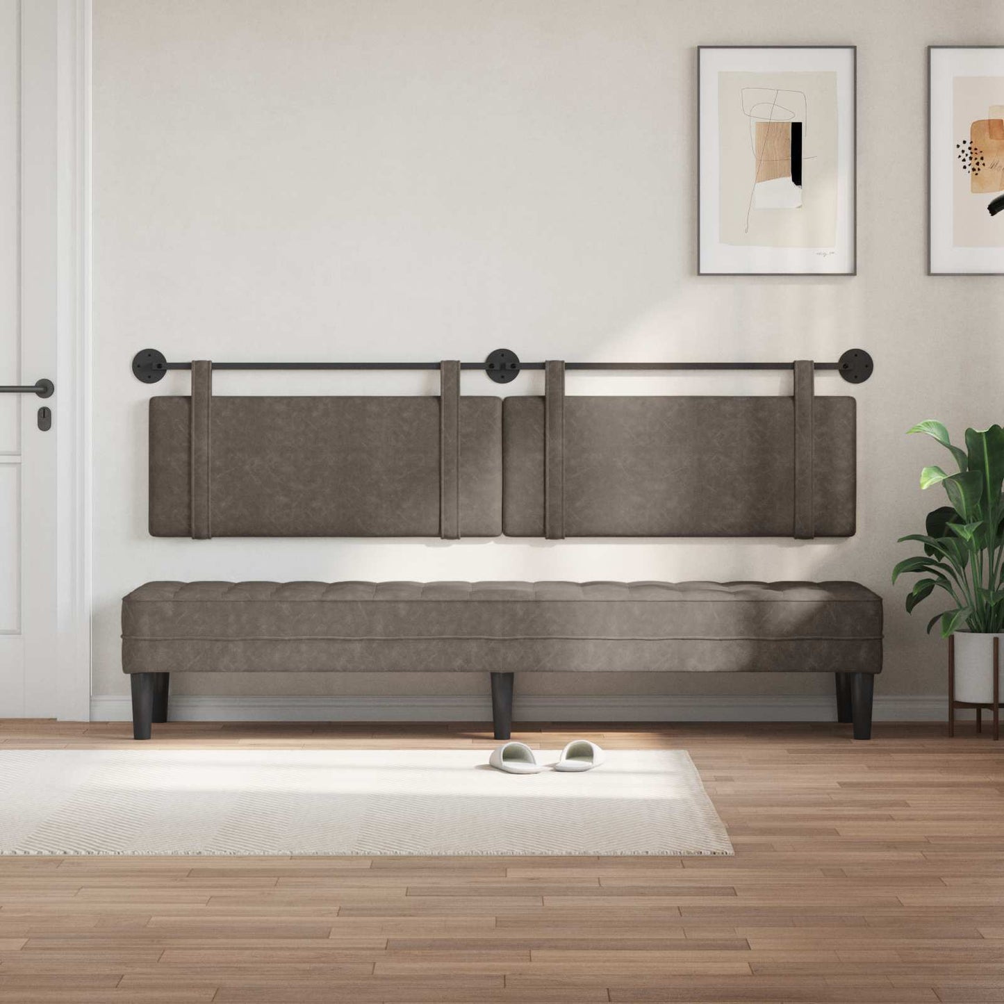 Hangend hoofdbord Grijs Antiek PU is nu te koop bij PeponiXL, paradijselijk wonen!